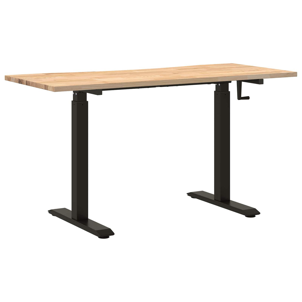 Schreibtisch Schwarz und Natur 140 x 60 cm Massivholz Eiche