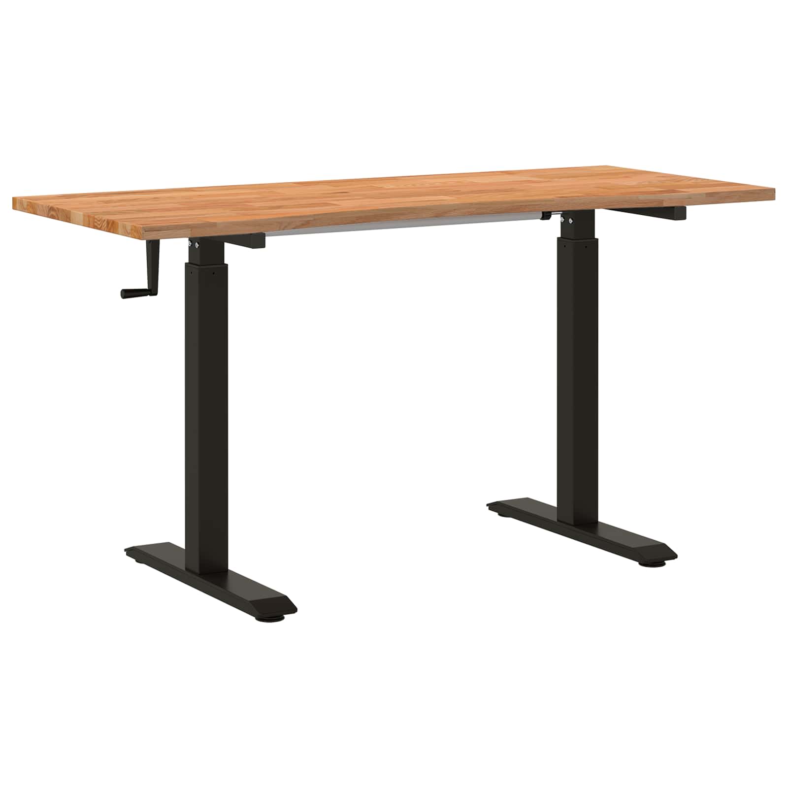 Schreibtisch Schwarz und Hellbraun 140 x 60 cm Massivholz Eiche