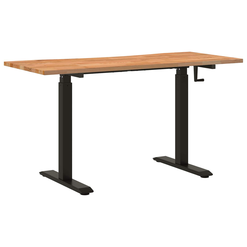 Schreibtisch Schwarz und Hellbraun 140 x 60 cm Massivholz Eiche