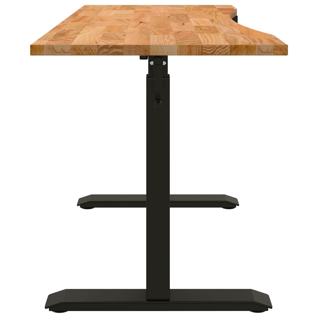 Schreibtisch Schwarz und Hellbraun 140 x 60 cm Massivholz Eiche