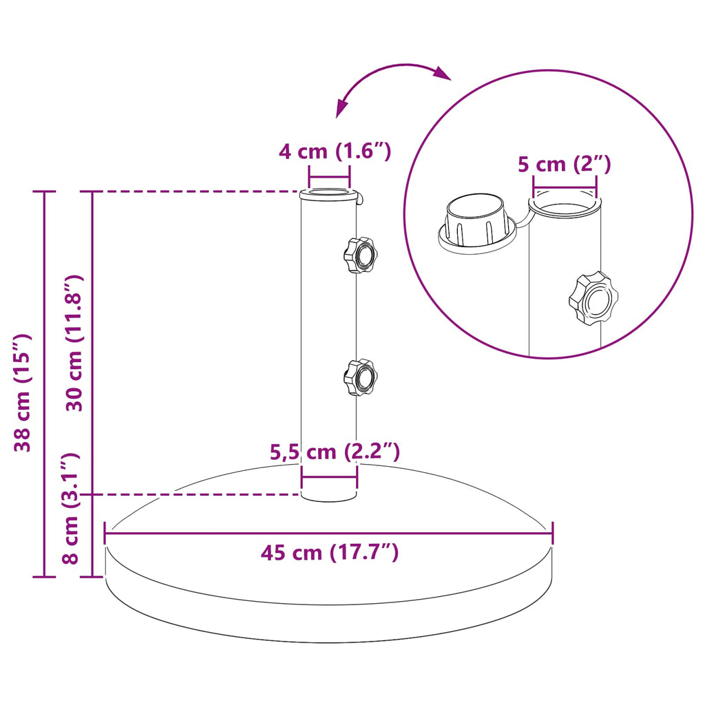 Parasolbasis für 40-50 mm Pole 26.45 kg Grau for 40-50 mm Pole