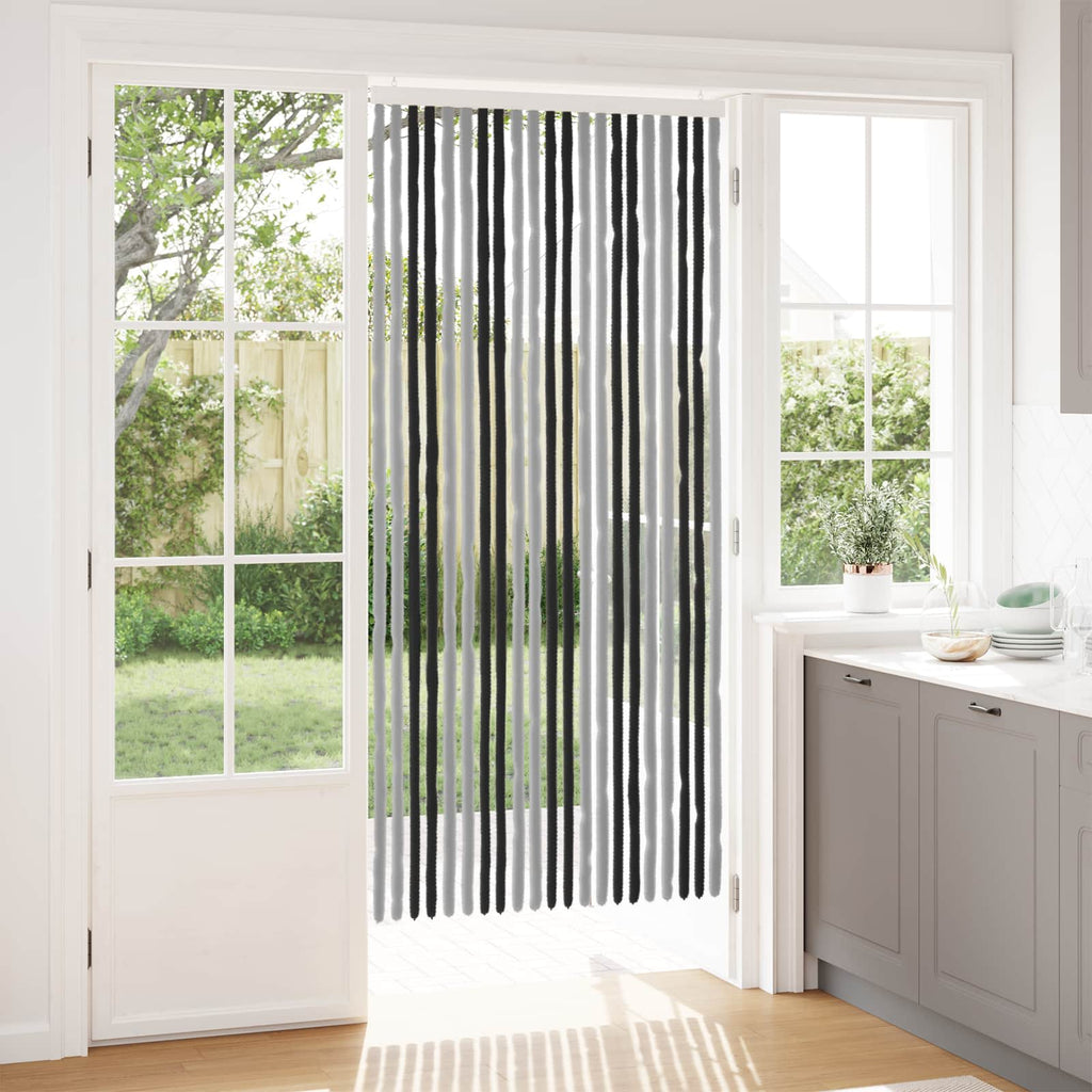 Insektenschutzvorhang Chenille Grau und Schwarz 90 x 200 cm