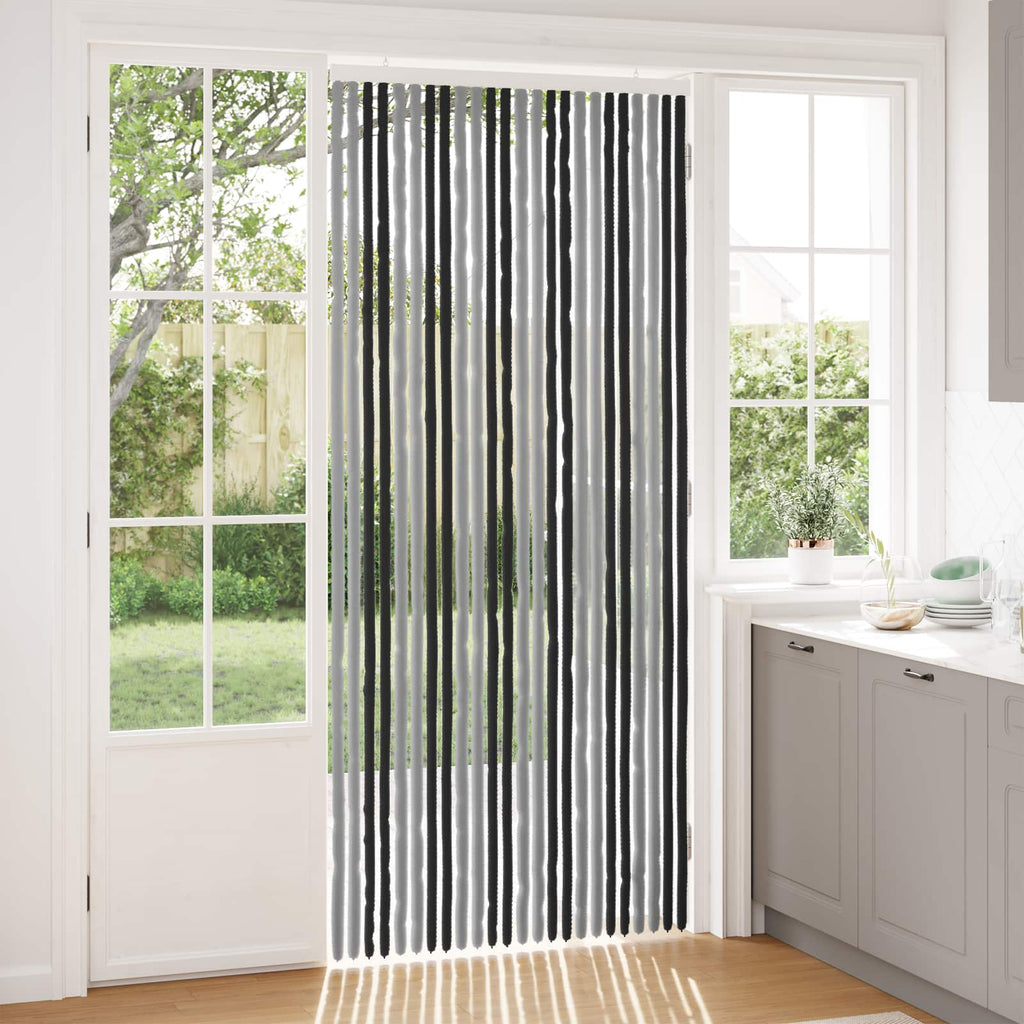 Insektenschutzvorhang Chenille Grau und Schwarz 100 x 230 cm