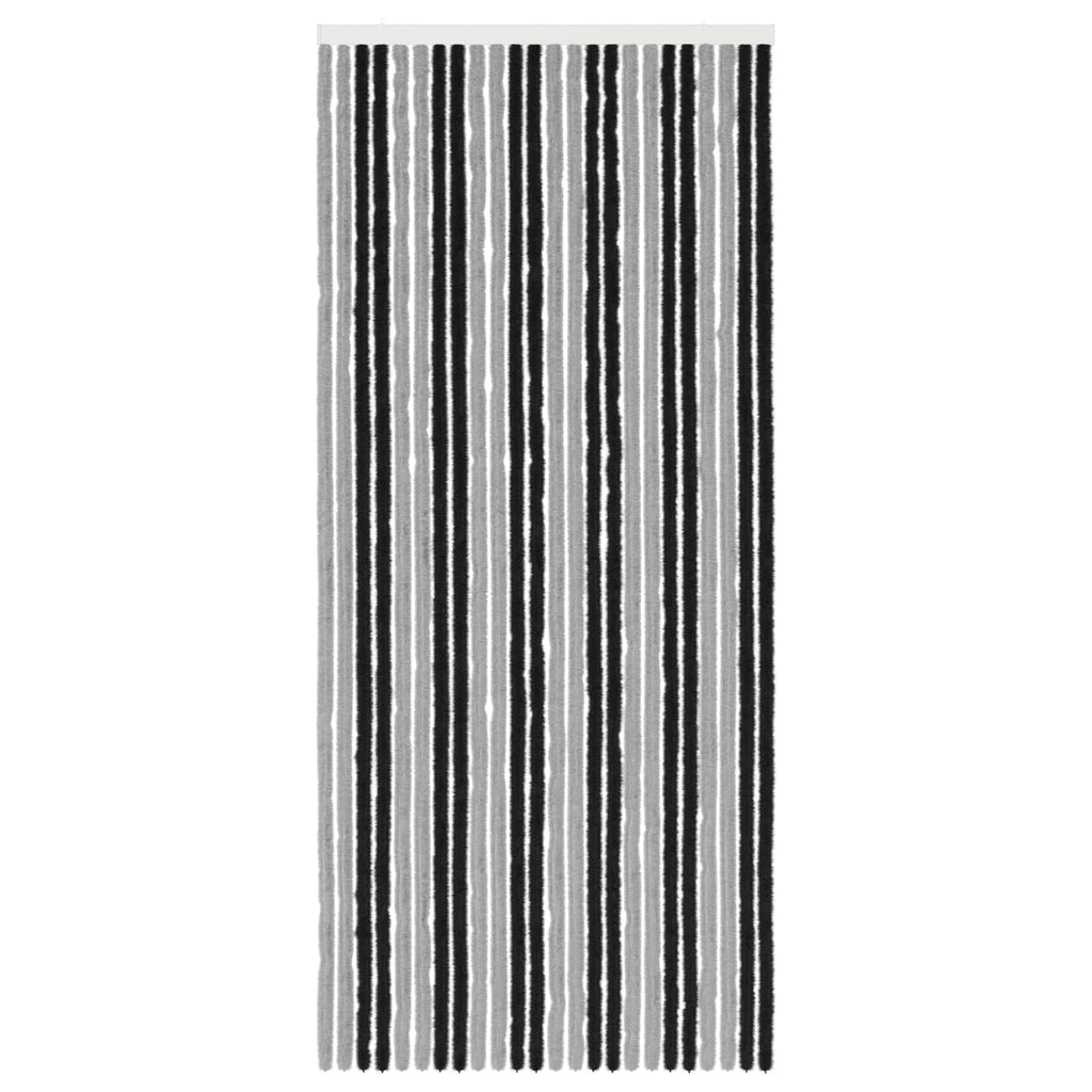 Insektenschutzvorhang Chenille Grau und Schwarz 100 x 230 cm