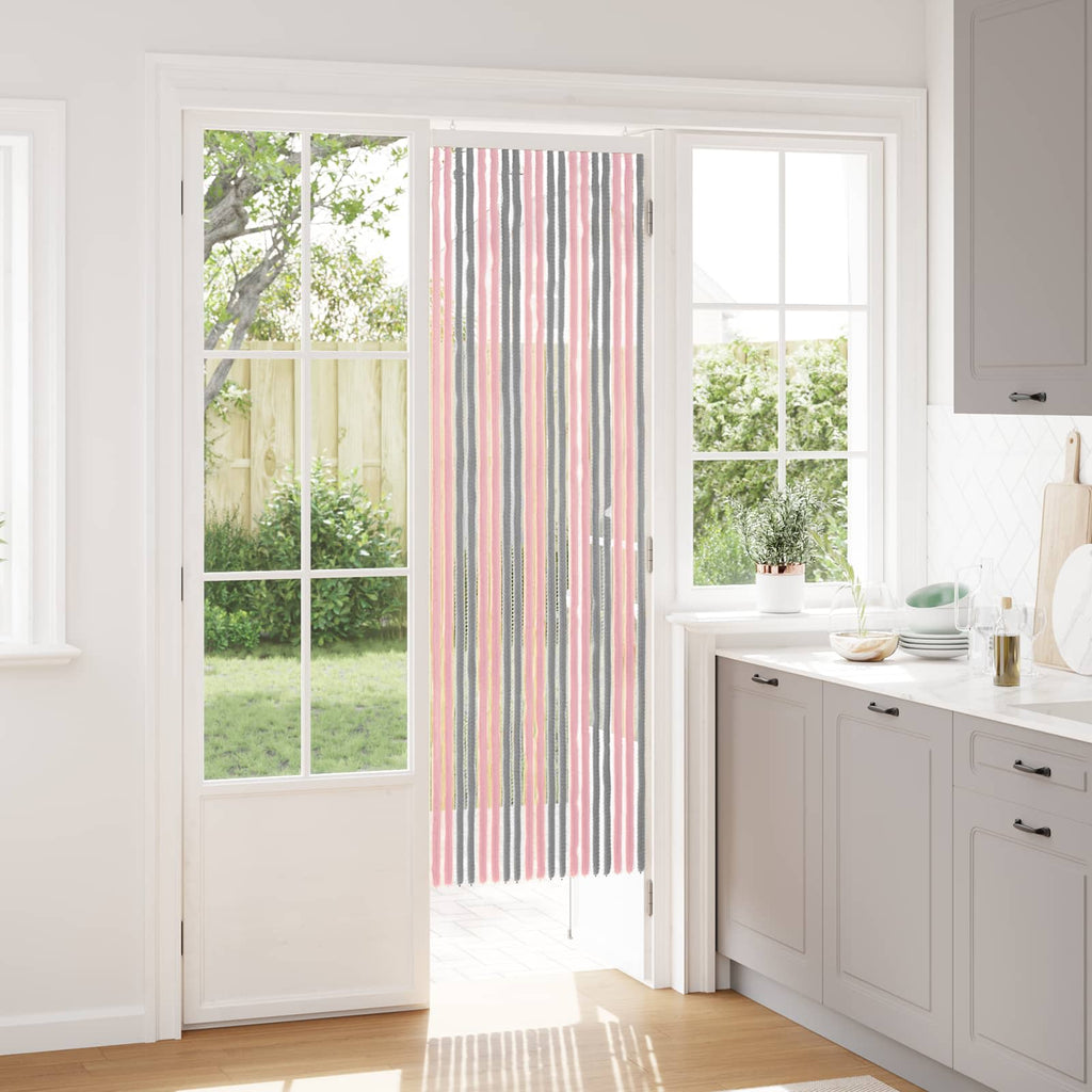 Insektenschutzvorhang Chenille Silber Grau und Rosa 56 x 185 cm