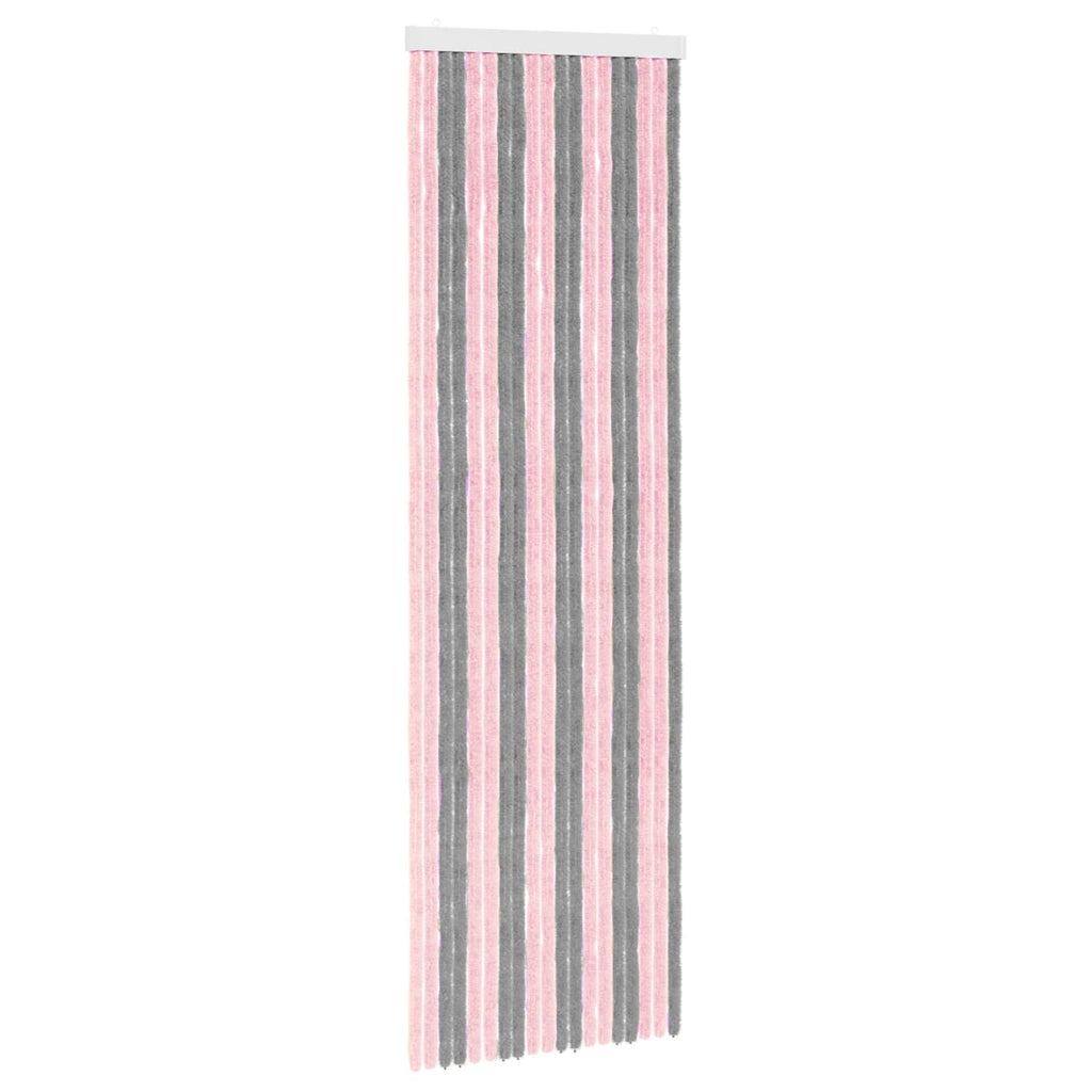 Insektenschutzvorhang Chenille Silber Grau und Rosa 56 x 185 cm