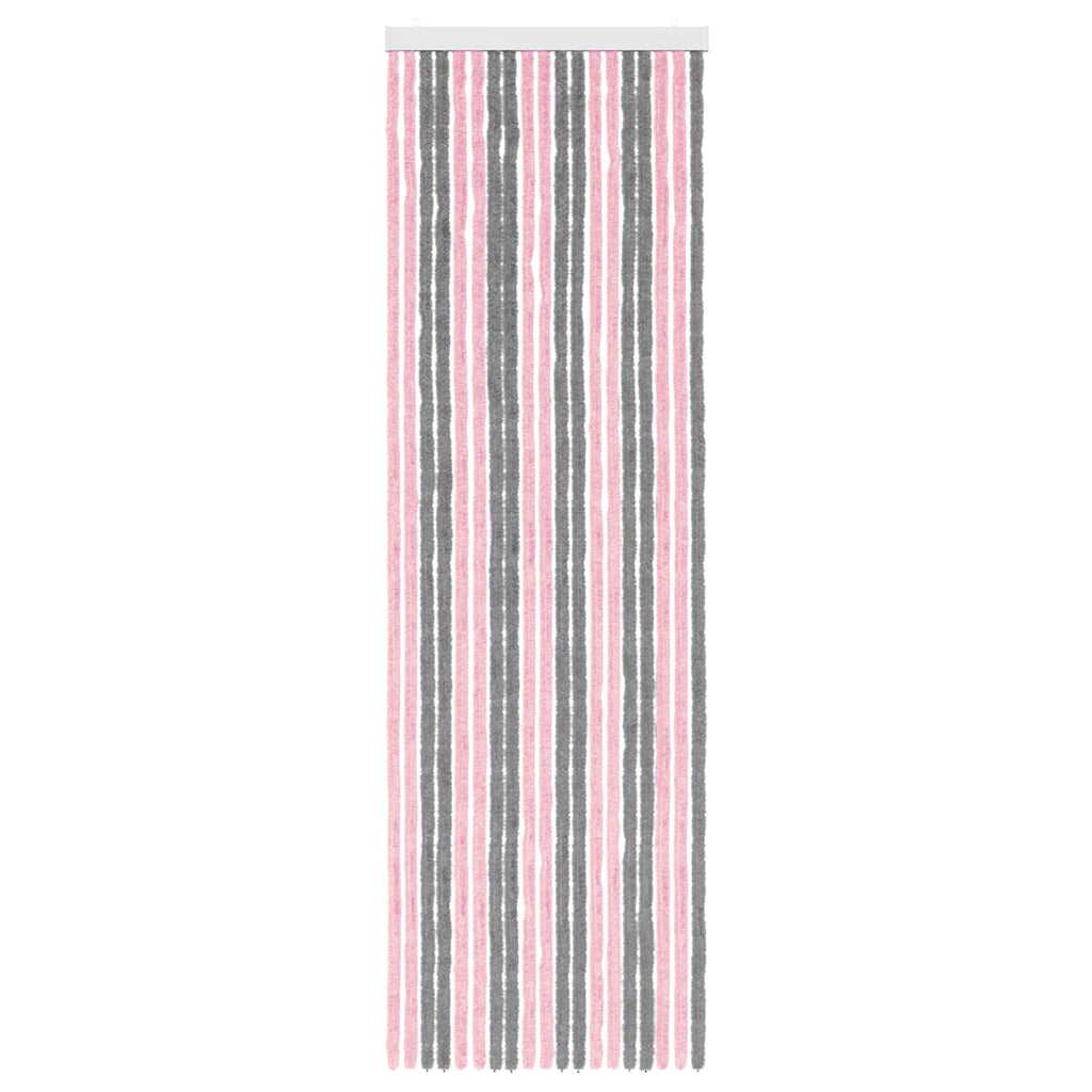 Insektenschutzvorhang Chenille Silber Grau und Rosa 56 x 185 cm