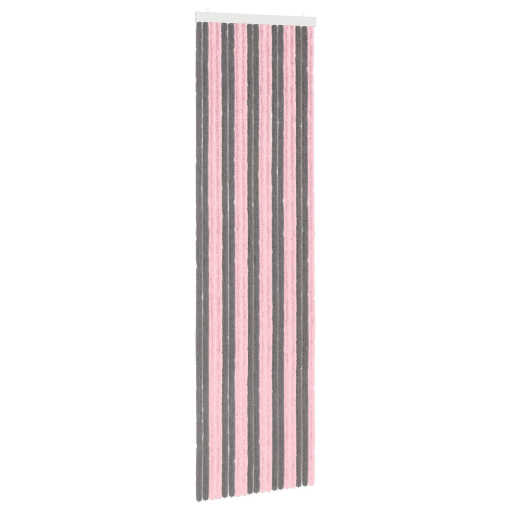 Insektenschutzvorhang Chenille Silber Grau und Rosa 56 x 200 cm