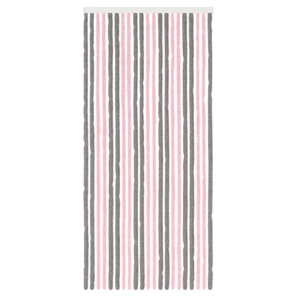 Insektenschutzvorhang Chenille Silber Grau und Rosa 90 x 200 cm