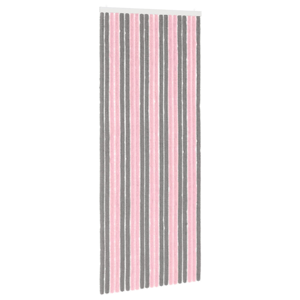 Insektenschutzvorhang Chenille Silber Grau und Rosa 90 x 220 cm
