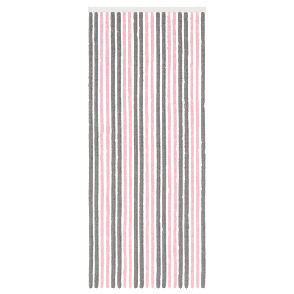 Insektenschutzvorhang Chenille Silber Grau und Rosa 90 x 220 cm
