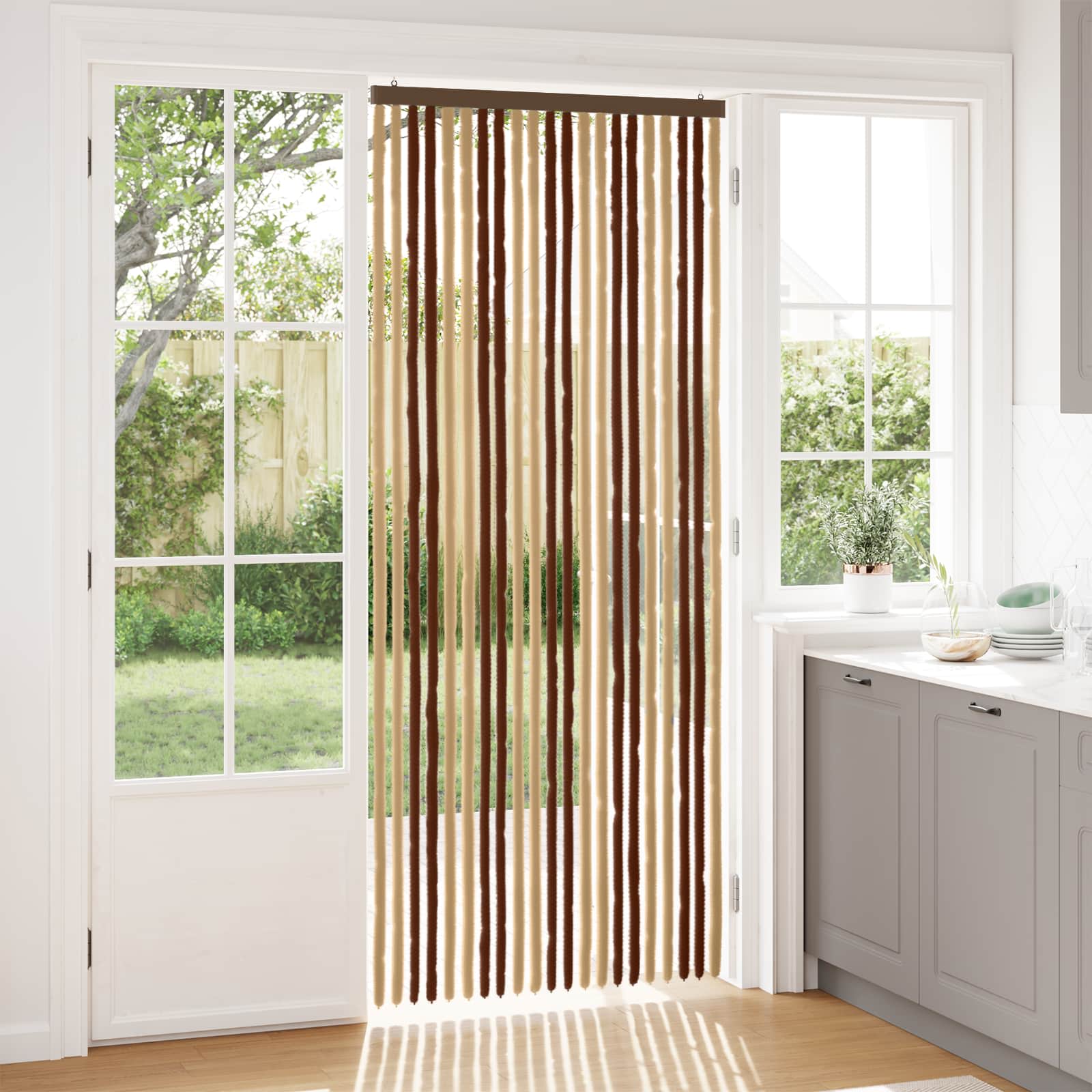 Insektenschutzvorhang Chenille Braun und Beige 90 x 220 cm