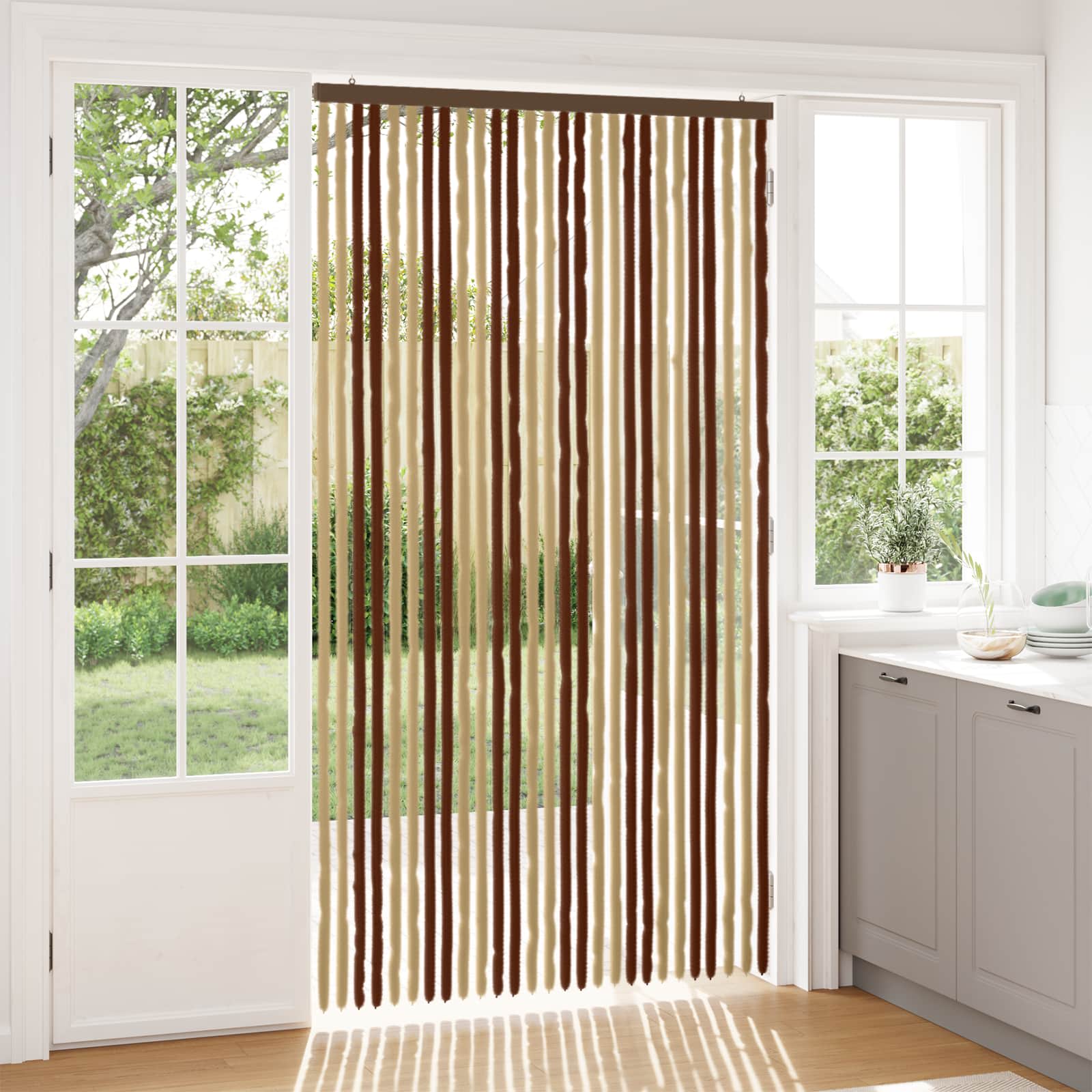Insektenschutzvorhang Chenille Braun und Beige 118 x 220 cm