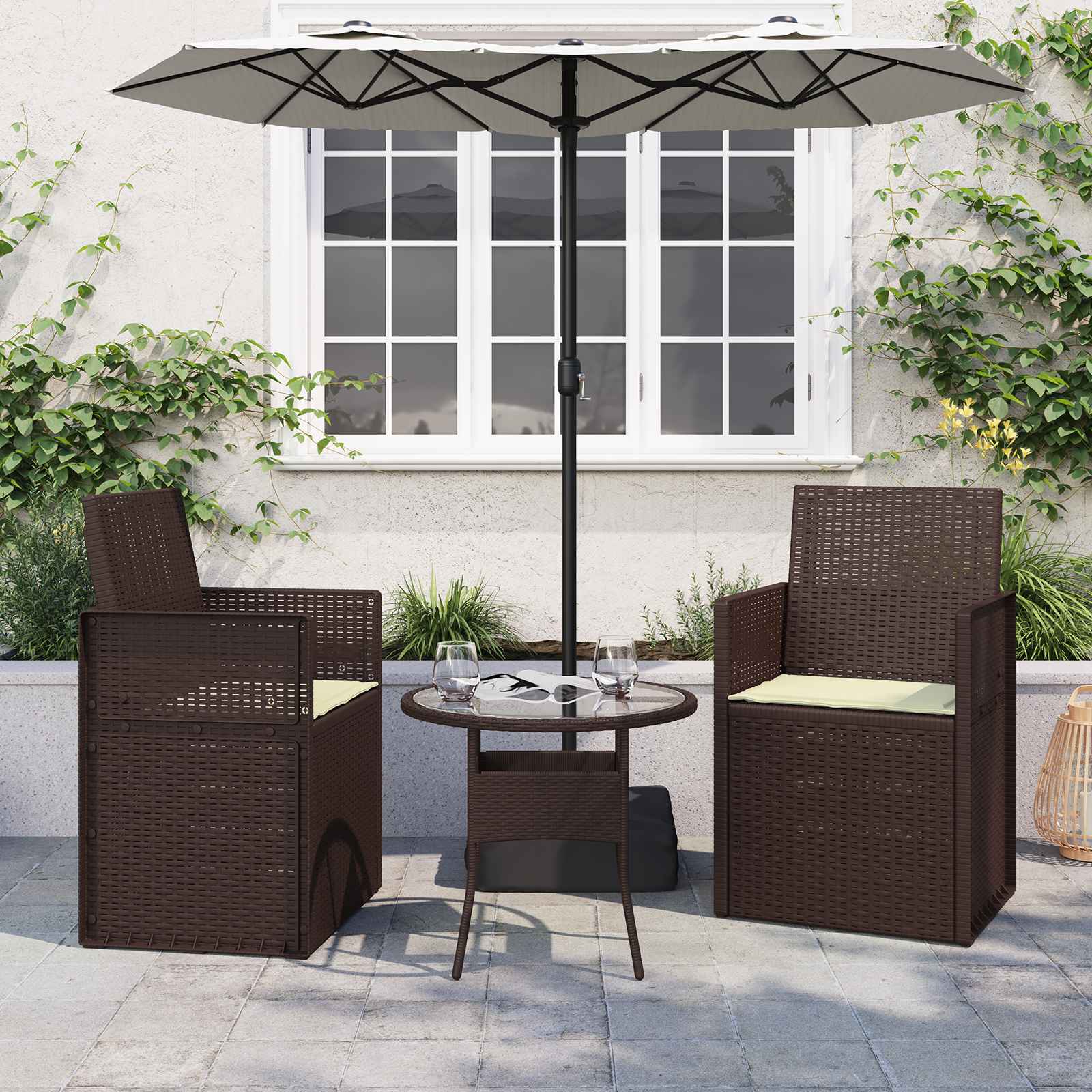 Sitzkissen 2 Stk. Creme 47 x 36 x 2 cm Polyester