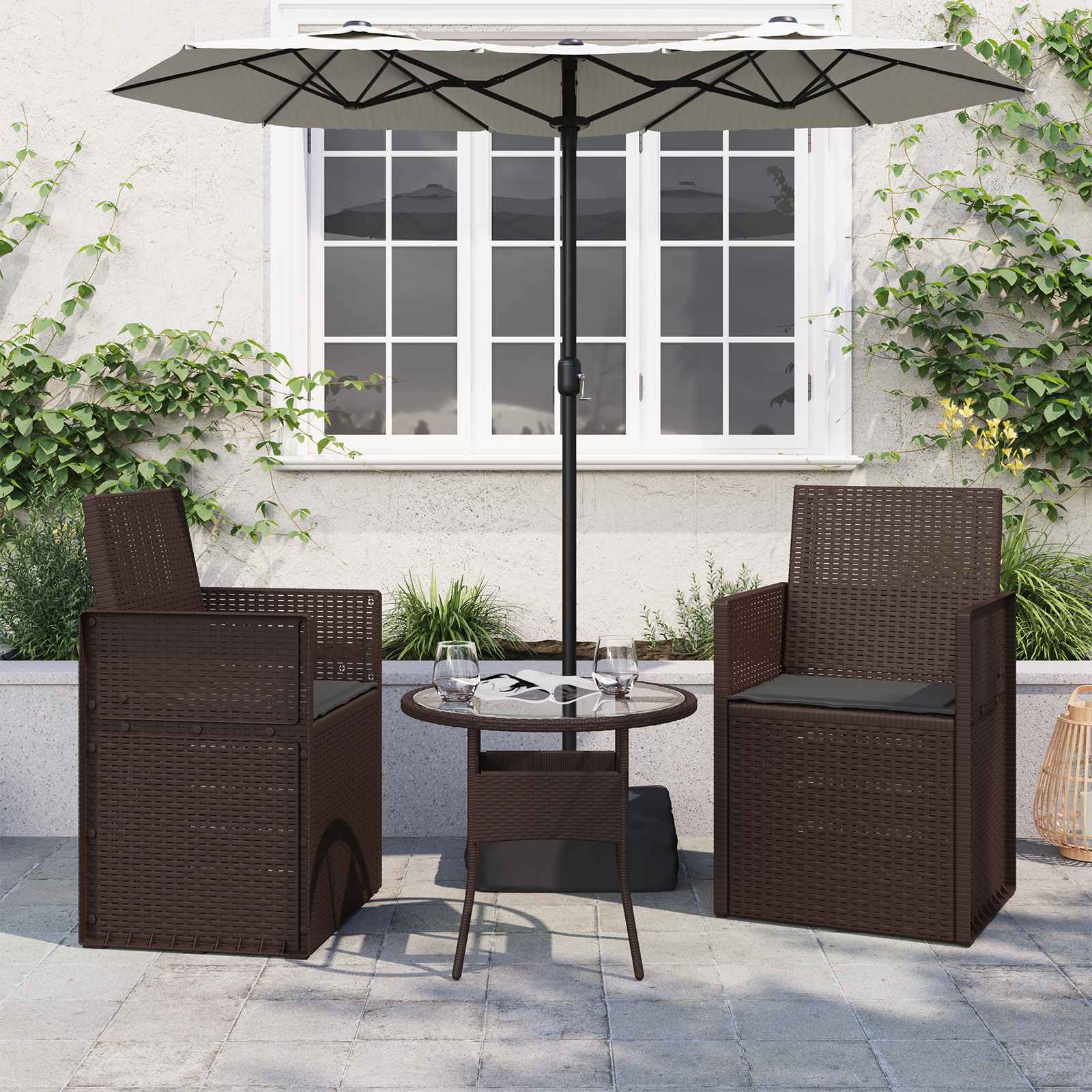 Sitzkissen 2 pcs Anthrazit 47 x 36 x 2 cm Polyester