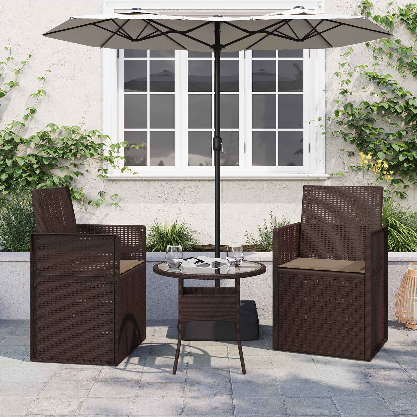Sitzkissen 2 pcs Taupe 47 x 36 x 2 cm Polyester