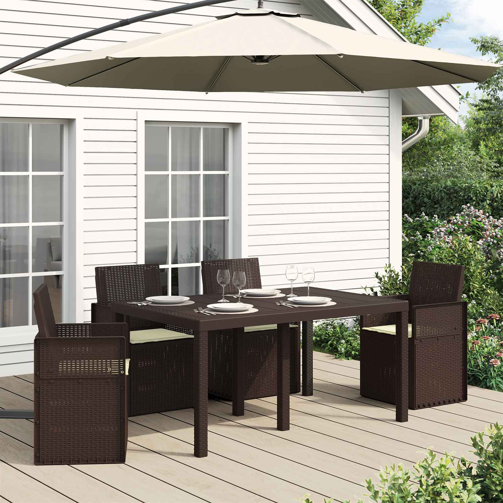 Sitzkissen 4 pcs Creme 47 x 36 x 2 cm Polyester