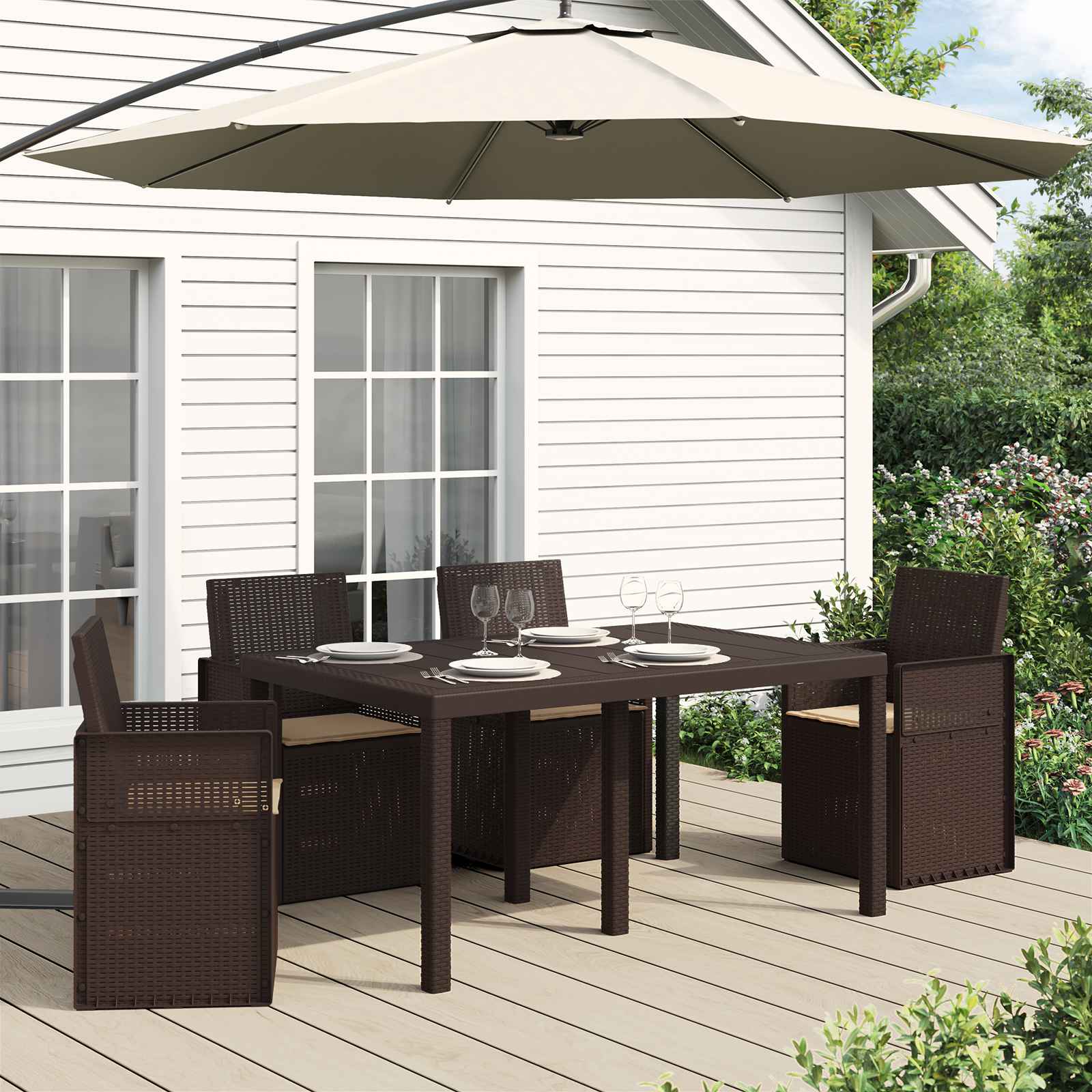 Sitzkissen 4 pcs Taupe 47 x 36 x 2 cm Polyester