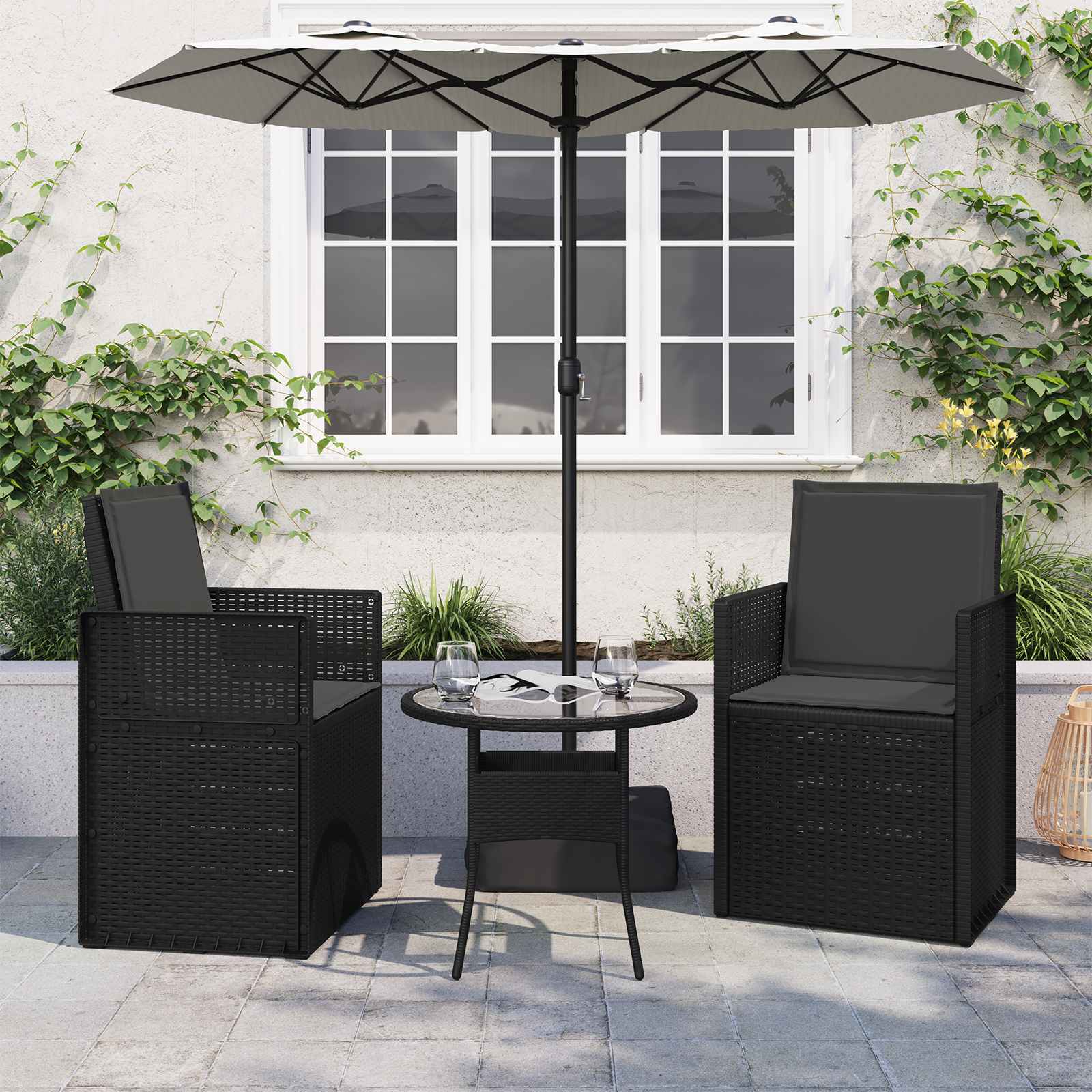 Sitz- und Rückenkissen 2 pcs Anthrazit 47 x 45 x 2 cm Polyester