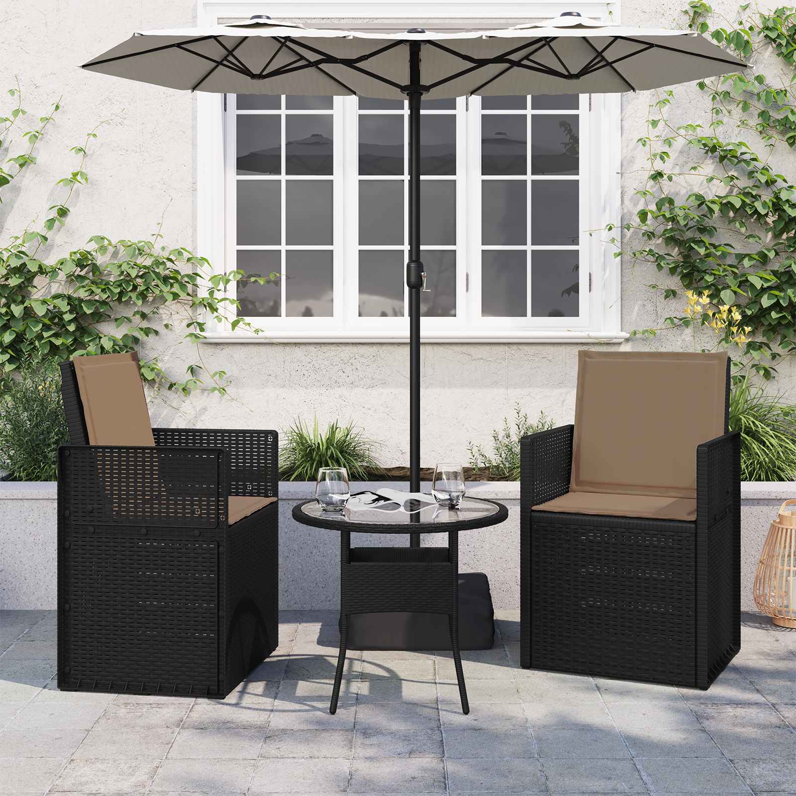 Sitz- und Rückenkissen 2 pcs Taupe 47 x 45 x 2 cm Polyester