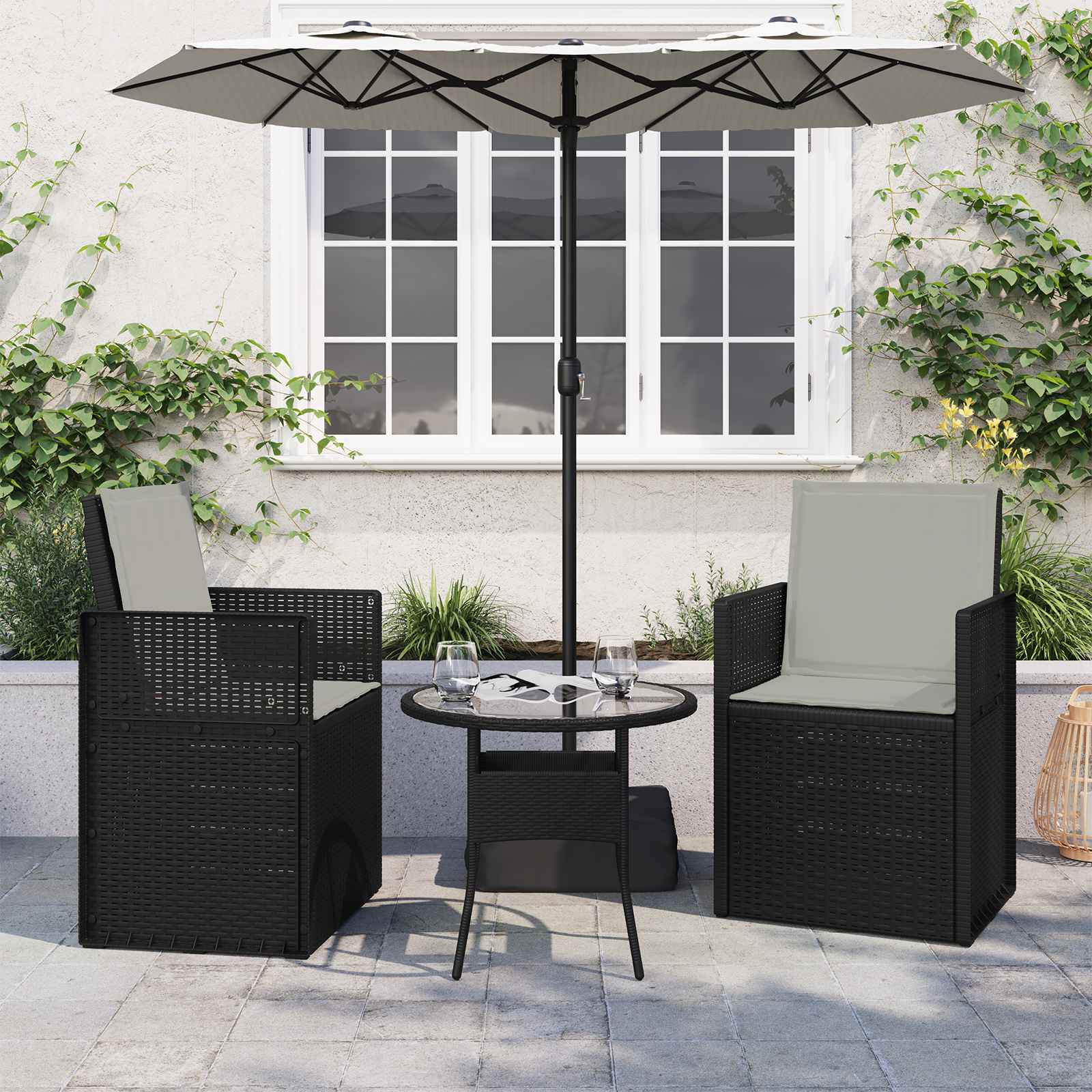 Sitz- und Rückenkissen 2 pcs Hellgrau 47 x 45 x 2 cm Polyester
