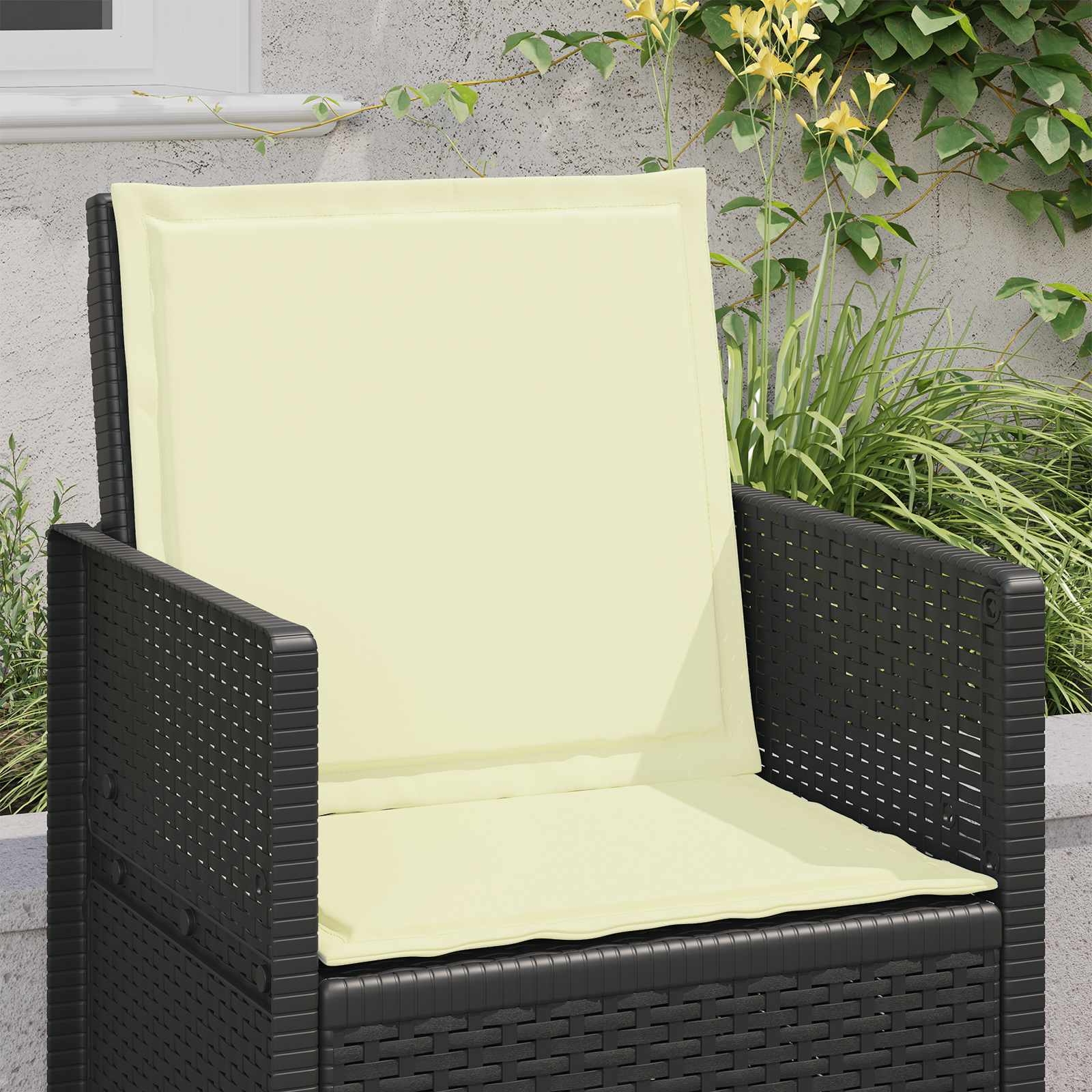 Sitz- und Rückenkissen 4 pcs Creme 47 x 45 x 2 cm Polyester