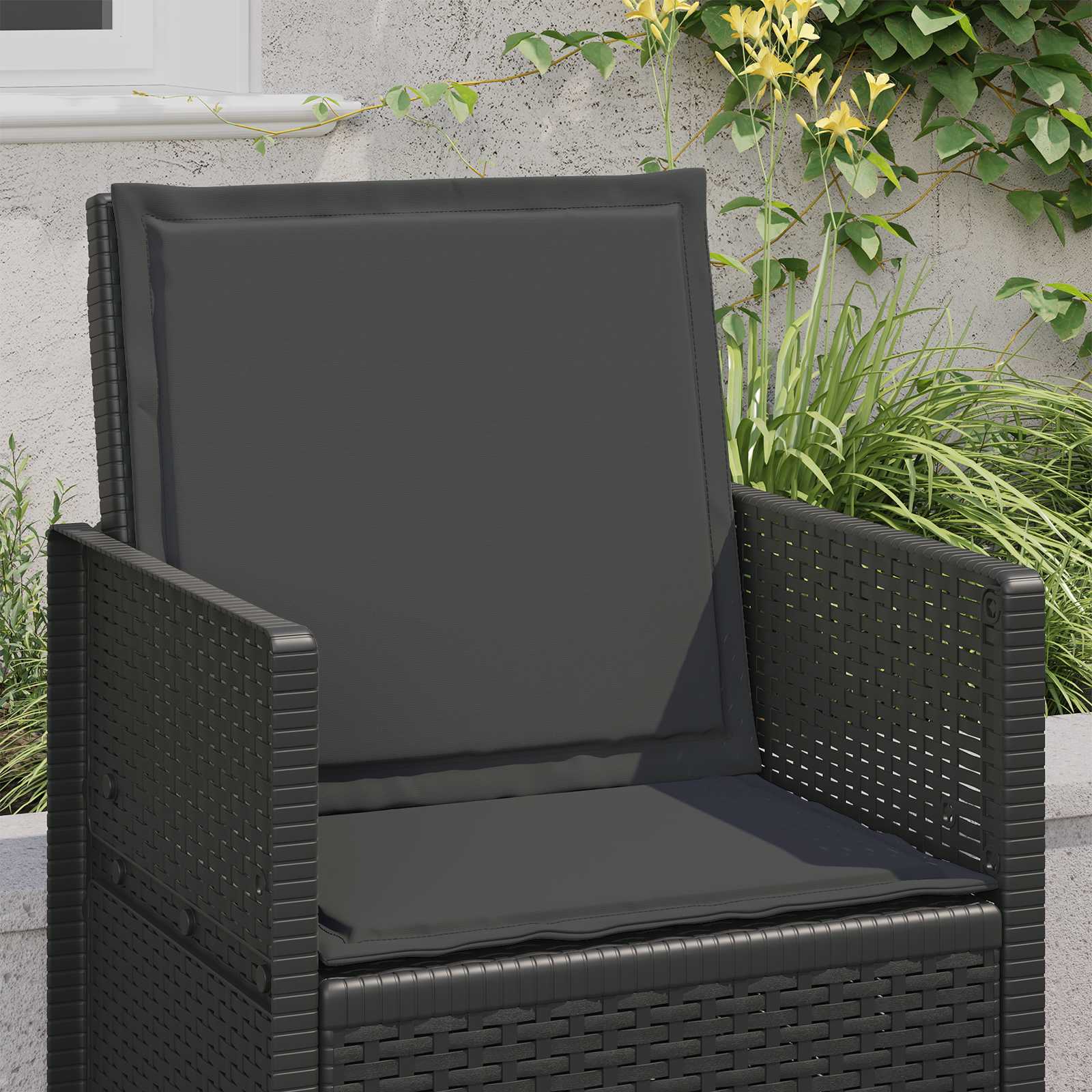 Sitz- und Rückenkissen 4 pcs Anthrazit 47 x 45 x 2 cm Polyester