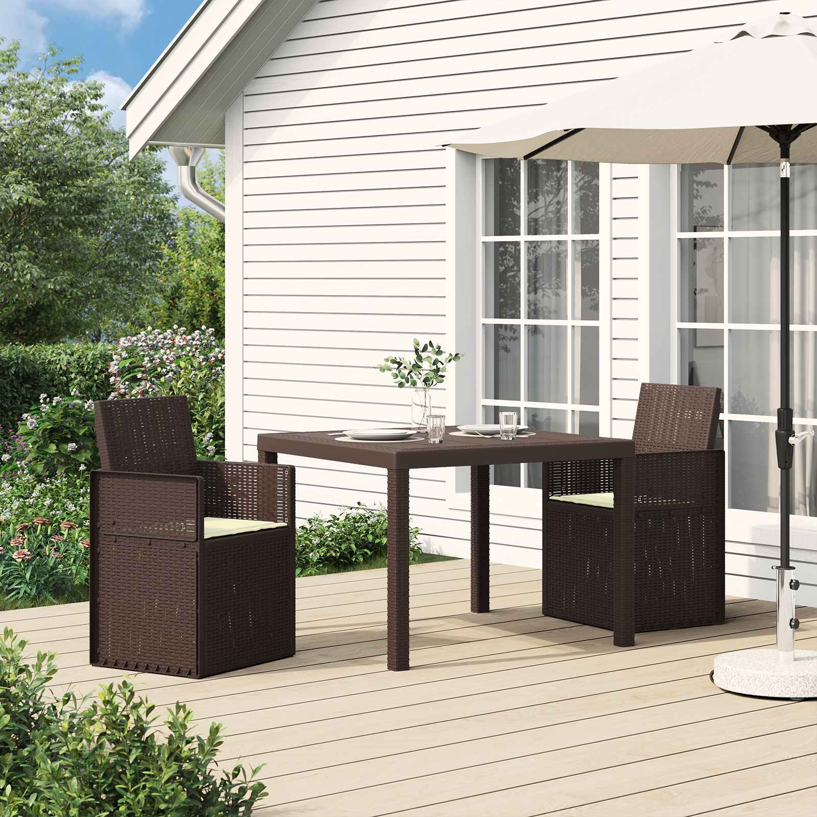 Garten Esszimmerstühle 2 pcs Braun und Creme PP