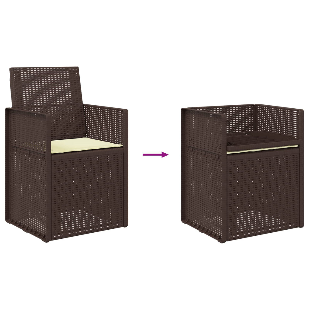 Garten Esszimmerstühle 2 pcs Braun und Creme PP