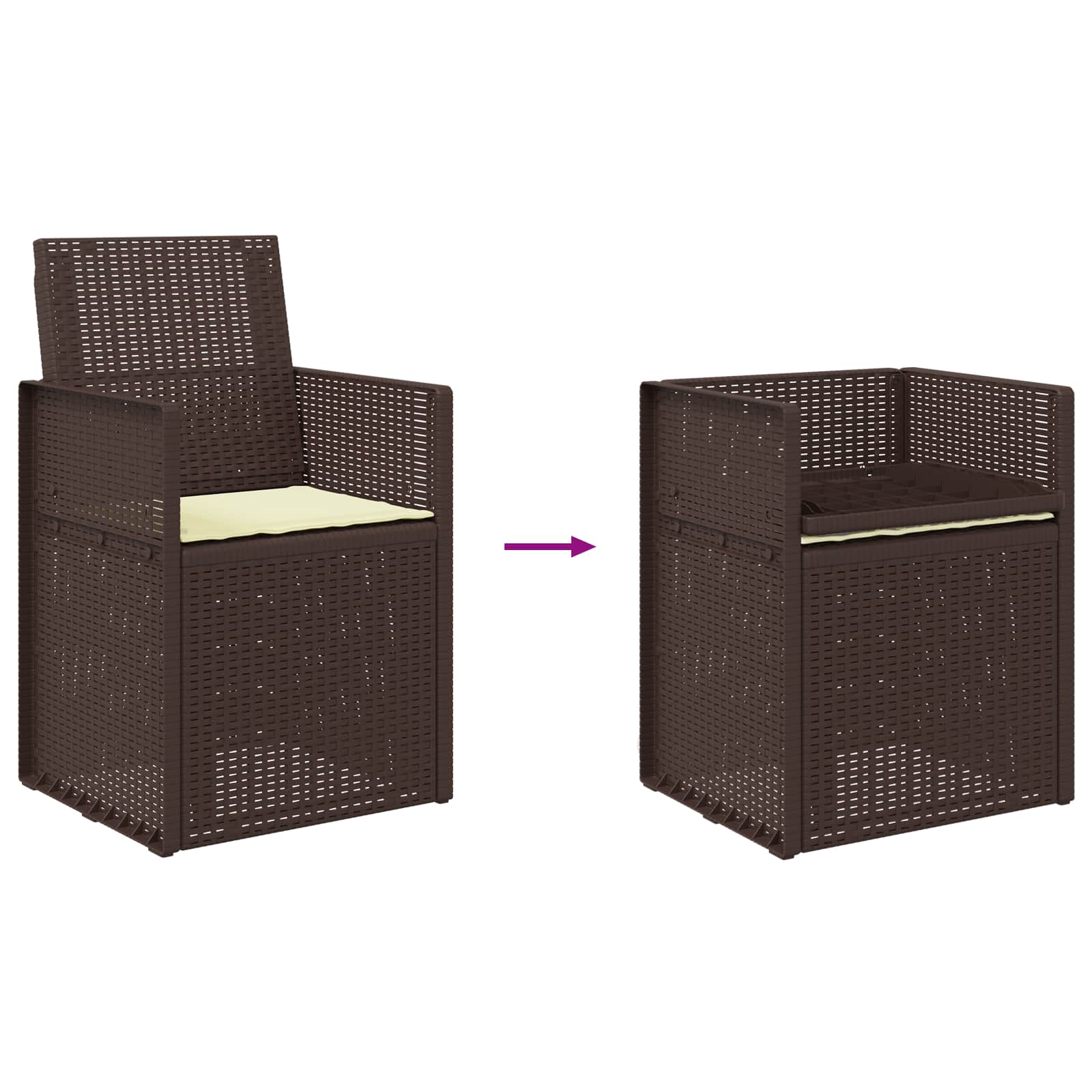 Garten Esszimmerstühle 2 pcs Braun und Creme PP