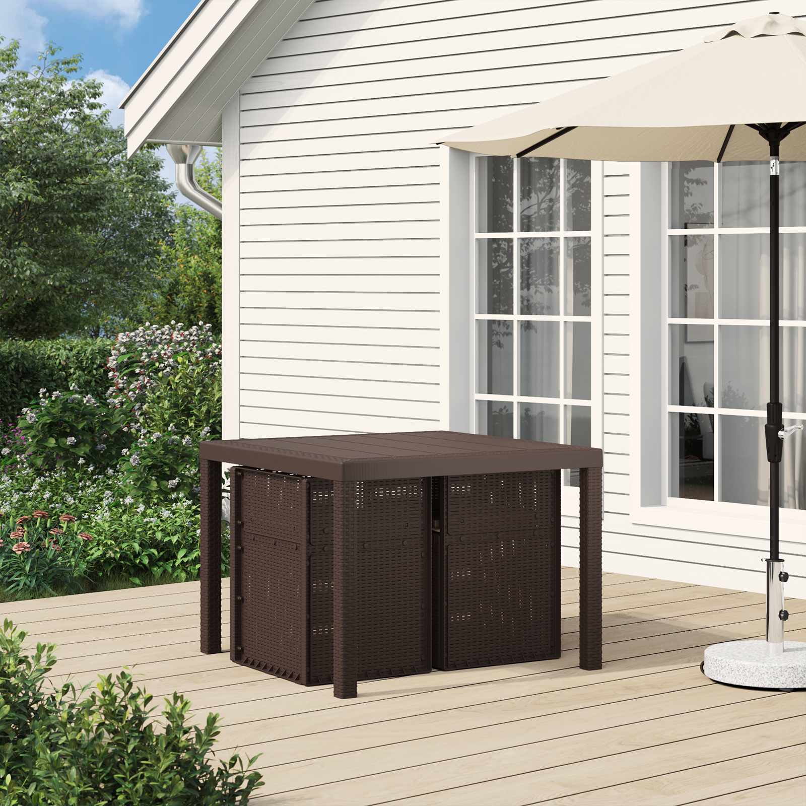 Garten Esszimmerstühle 2 pcs Braun und Taupe PP