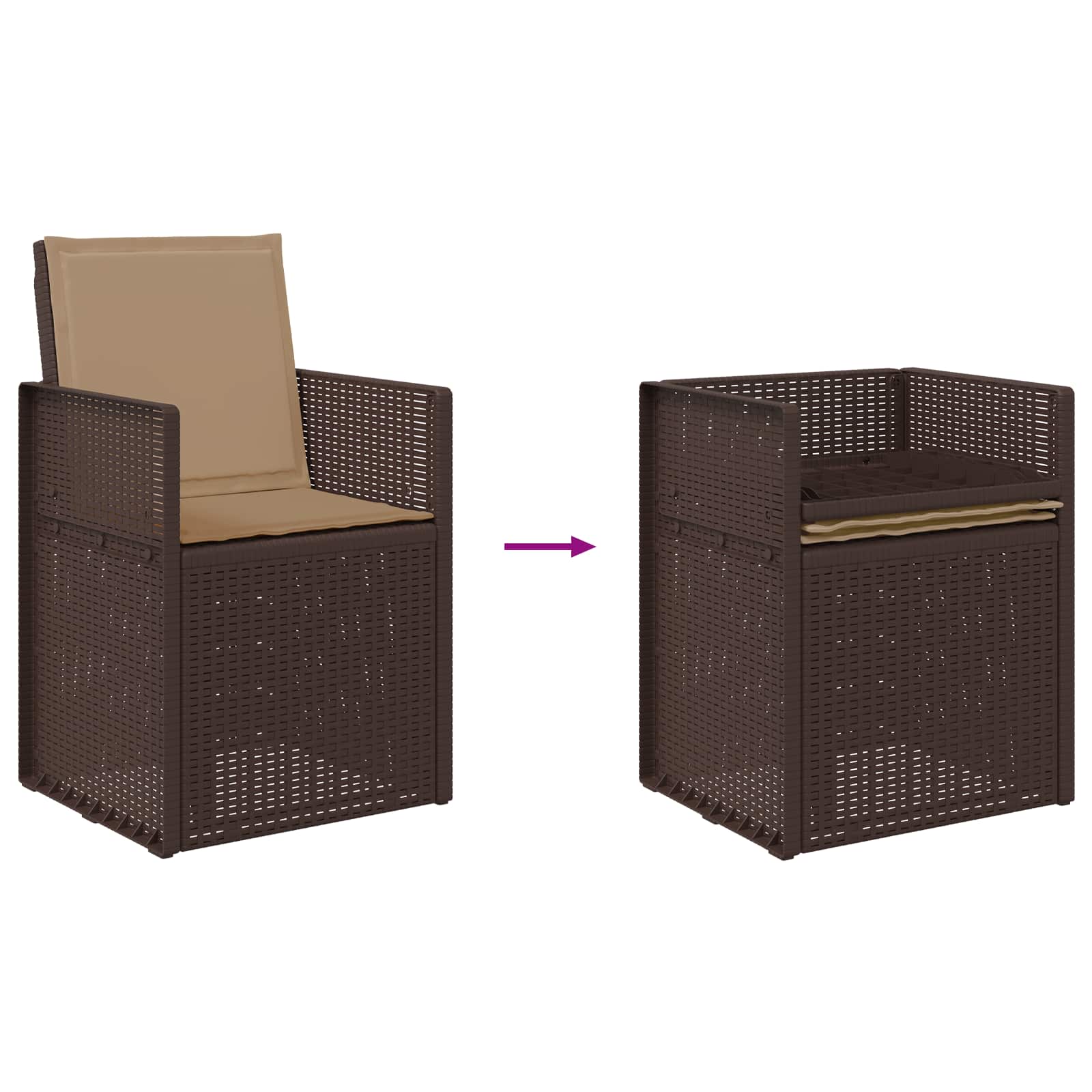 Garten Esszimmerstühle 2 pcs Braun und Taupe PP