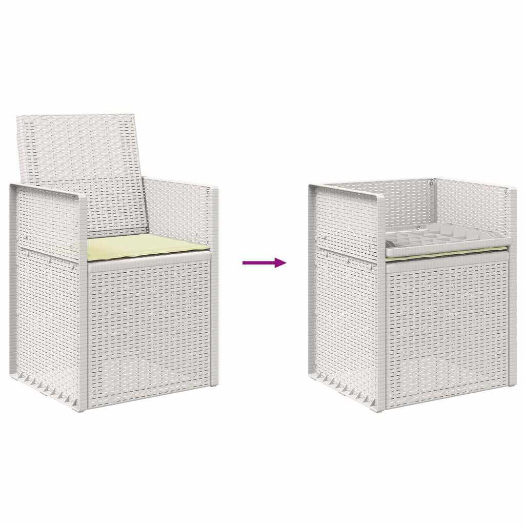 Garten Esszimmerstühle 2 pcs Weiß und Creme PP