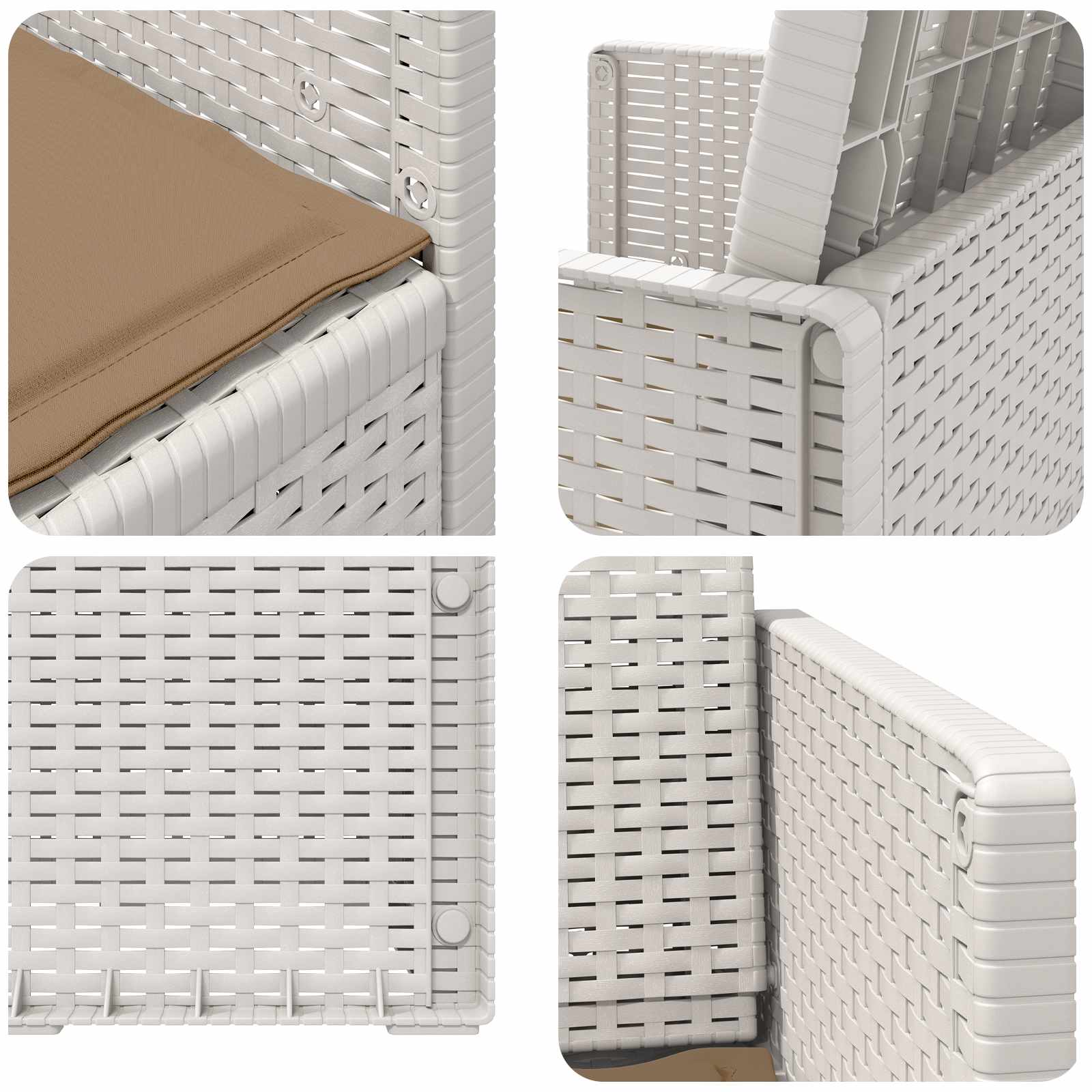 Garten Esszimmerstühle 2 pcs Weiß und Taupe PP