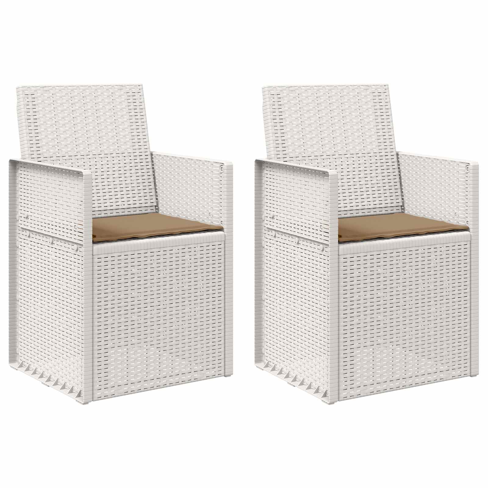 Garten Esszimmerstühle 2 pcs Weiß und Taupe PP
