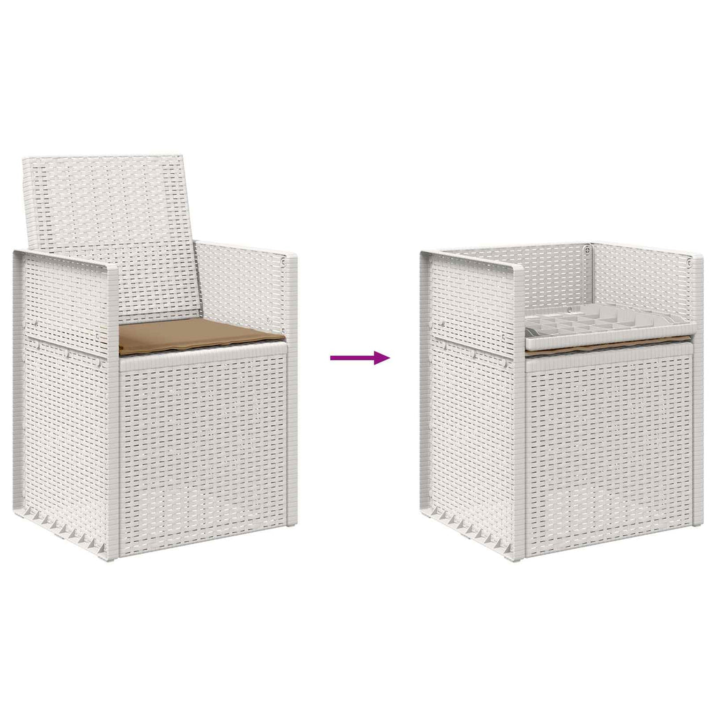 Garten Esszimmerstühle 2 pcs Weiß und Taupe PP