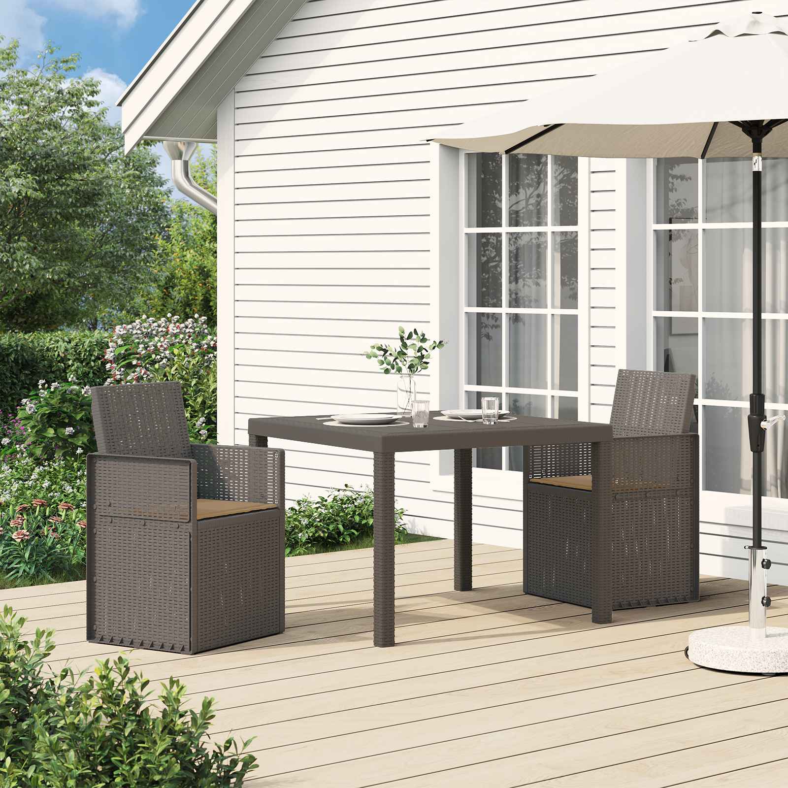 Garten Esszimmerstühle 2 pcs Hellgrau und Taupe PP