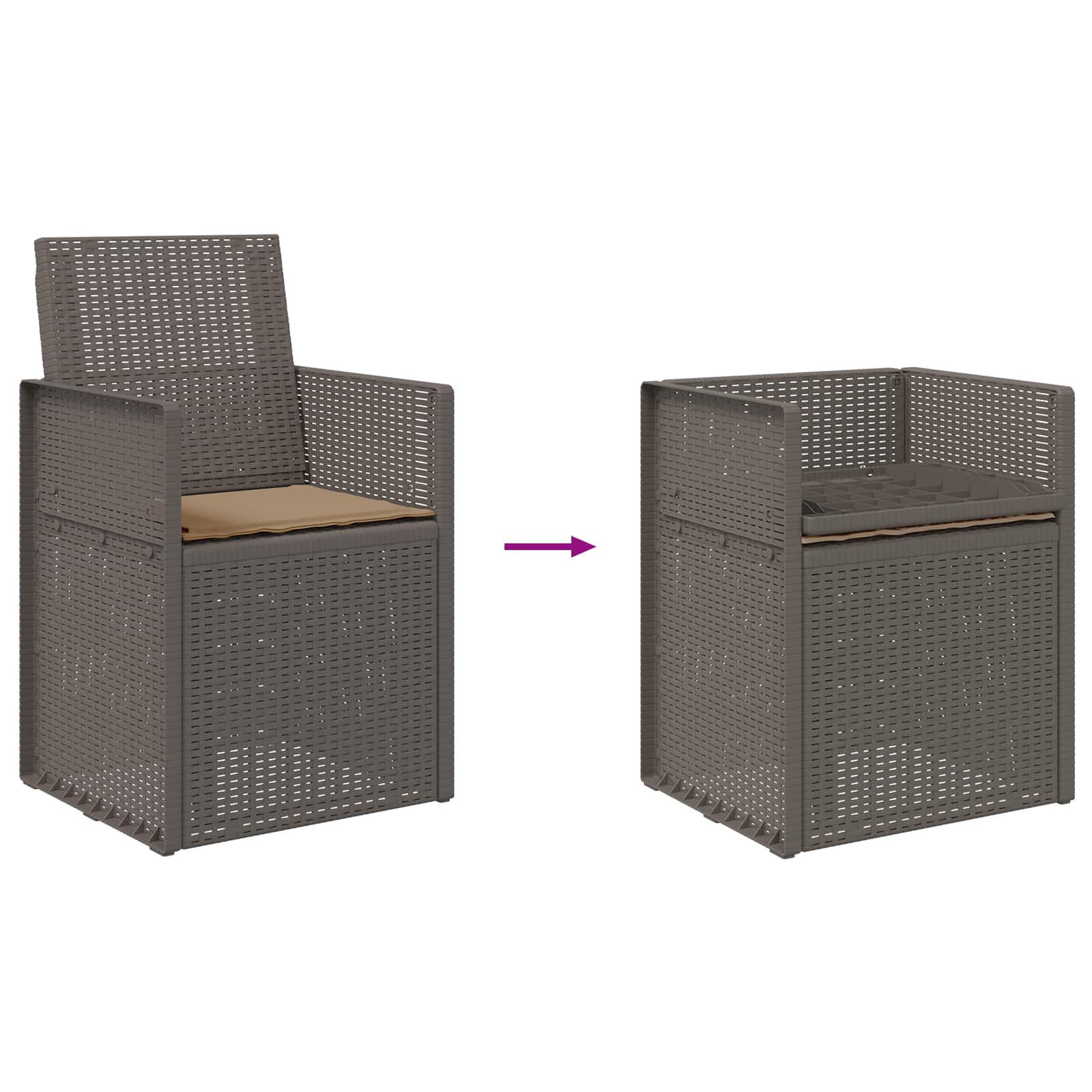 Garten Esszimmerstühle 2 pcs Hellgrau und Taupe PP
