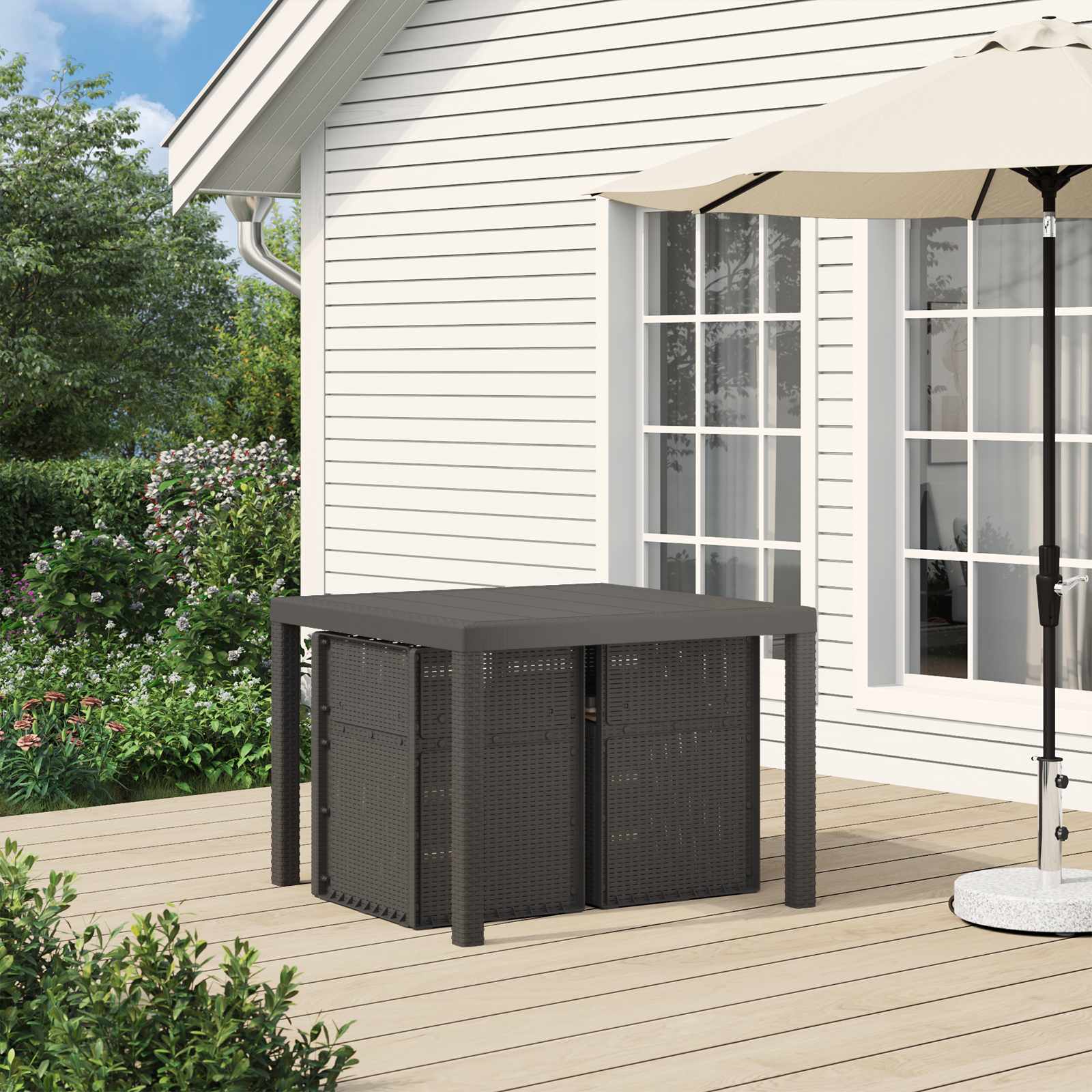 Garten Esszimmerstühle 2 pcs Hellgrau und Taupe PP