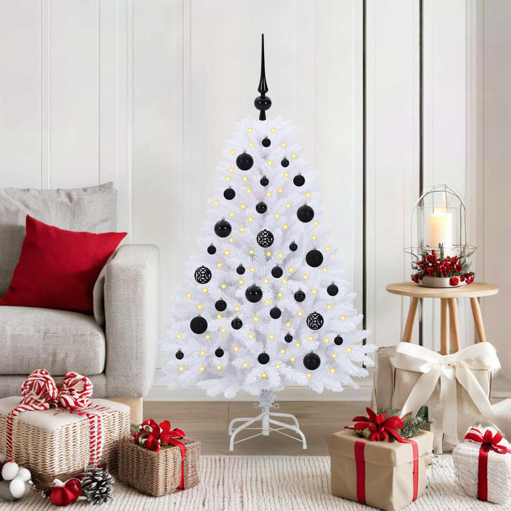 Künstlicher klappbarer Weihnachtsbaum Weiß 120 cm PVC und Stahl