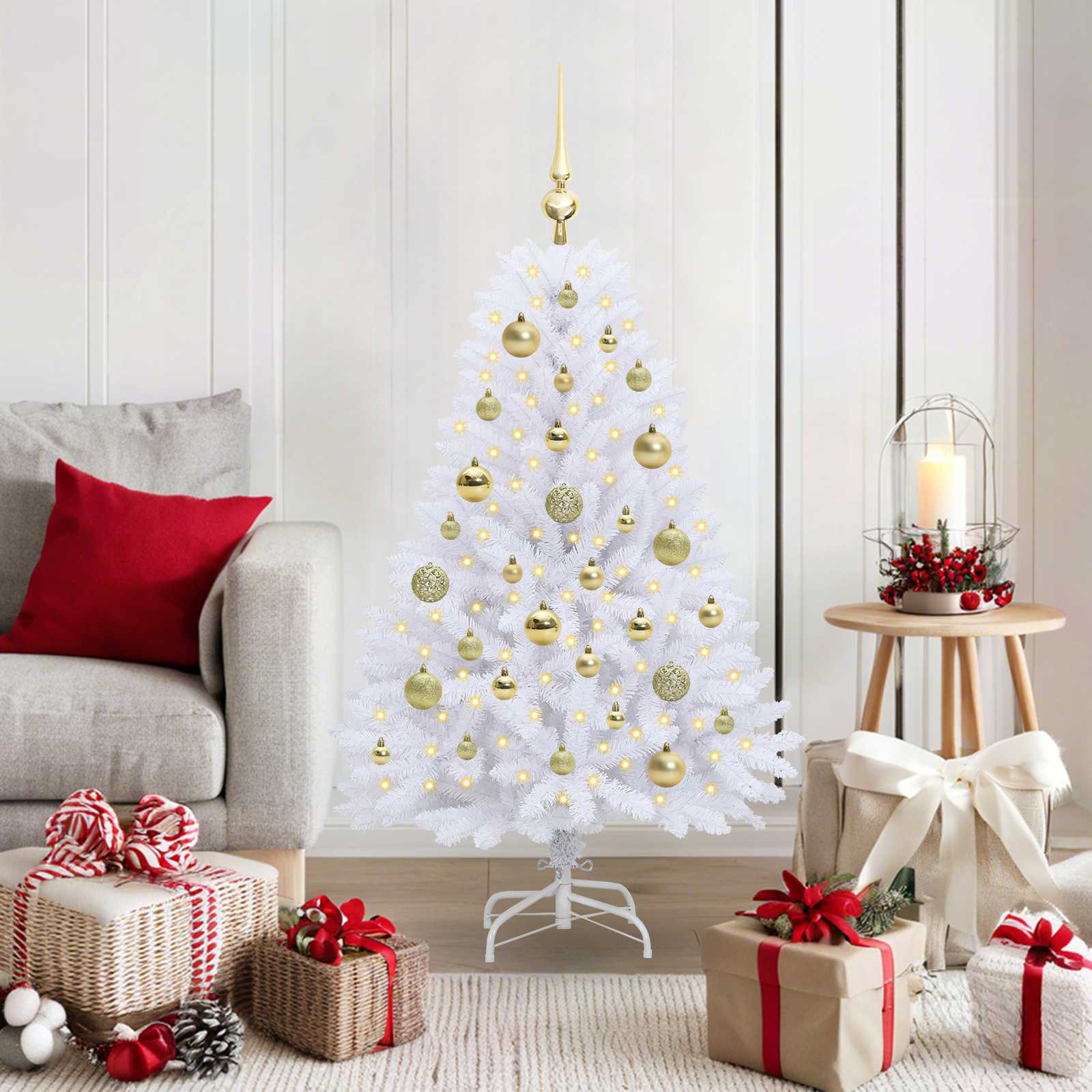 Künstlicher klappbarer Weihnachtsbaum Weiß 120 cm PVC und Stahl