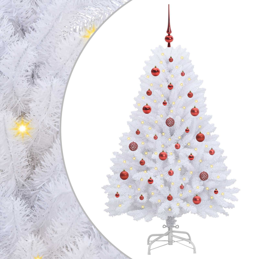 Künstlicher klappbarer Weihnachtsbaum Weiß 150 cm PVC und Stahl