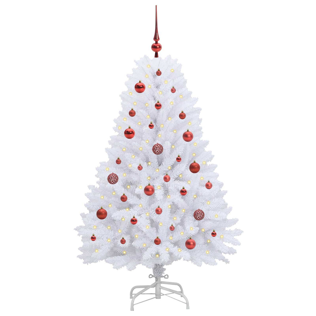 Künstlicher klappbarer Weihnachtsbaum Weiß 150 cm PVC und Stahl