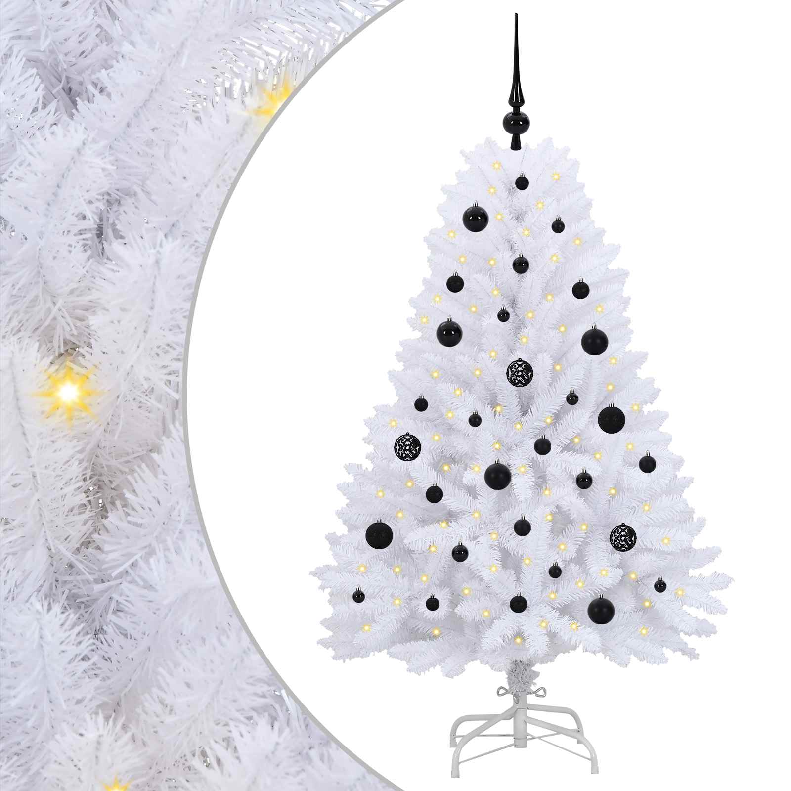 Künstlicher klappbarer Weihnachtsbaum Weiß 150 cm PVC und Stahl