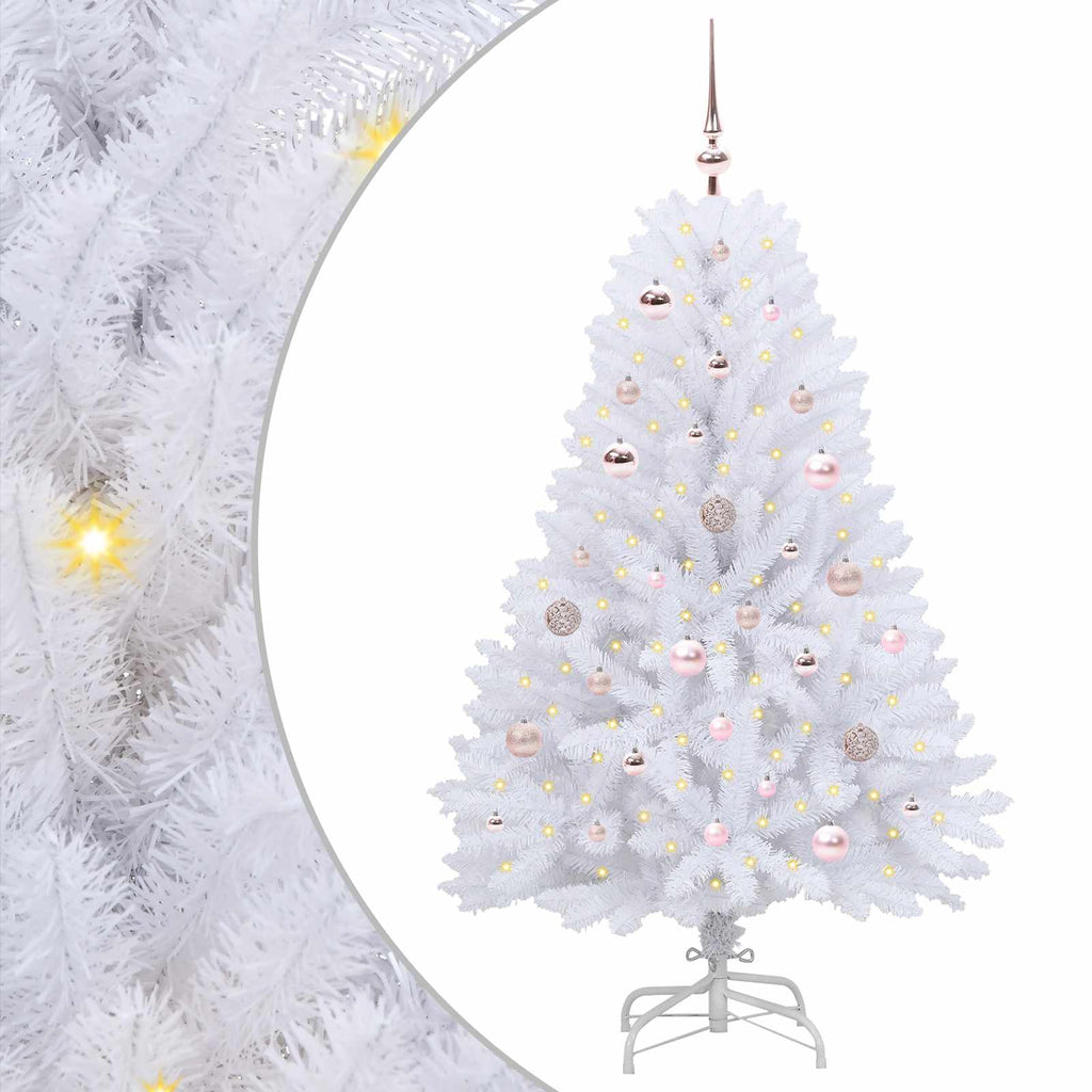 Künstlicher klappbarer Weihnachtsbaum Weiß 150 cm PVC und Stahl