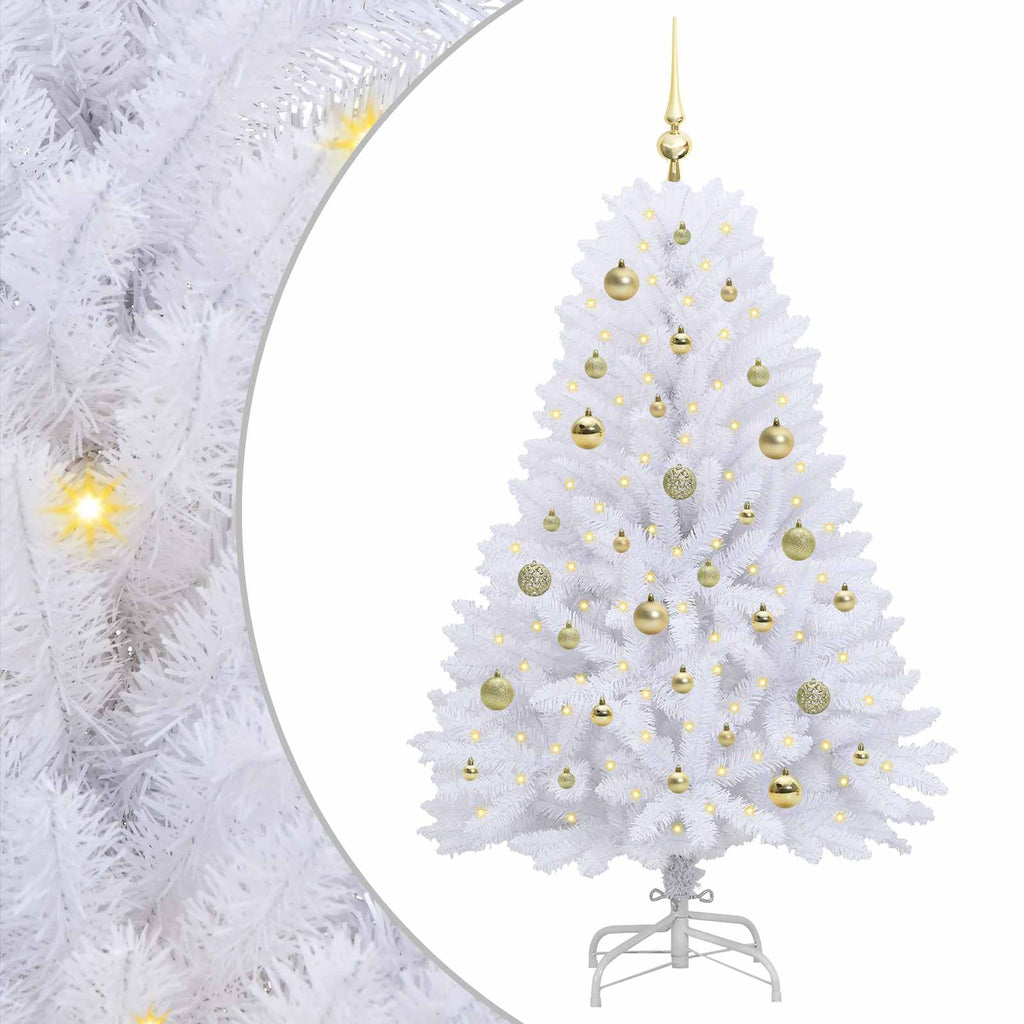 Künstlicher klappbarer Weihnachtsbaum Weiß 150 cm PVC und Stahl