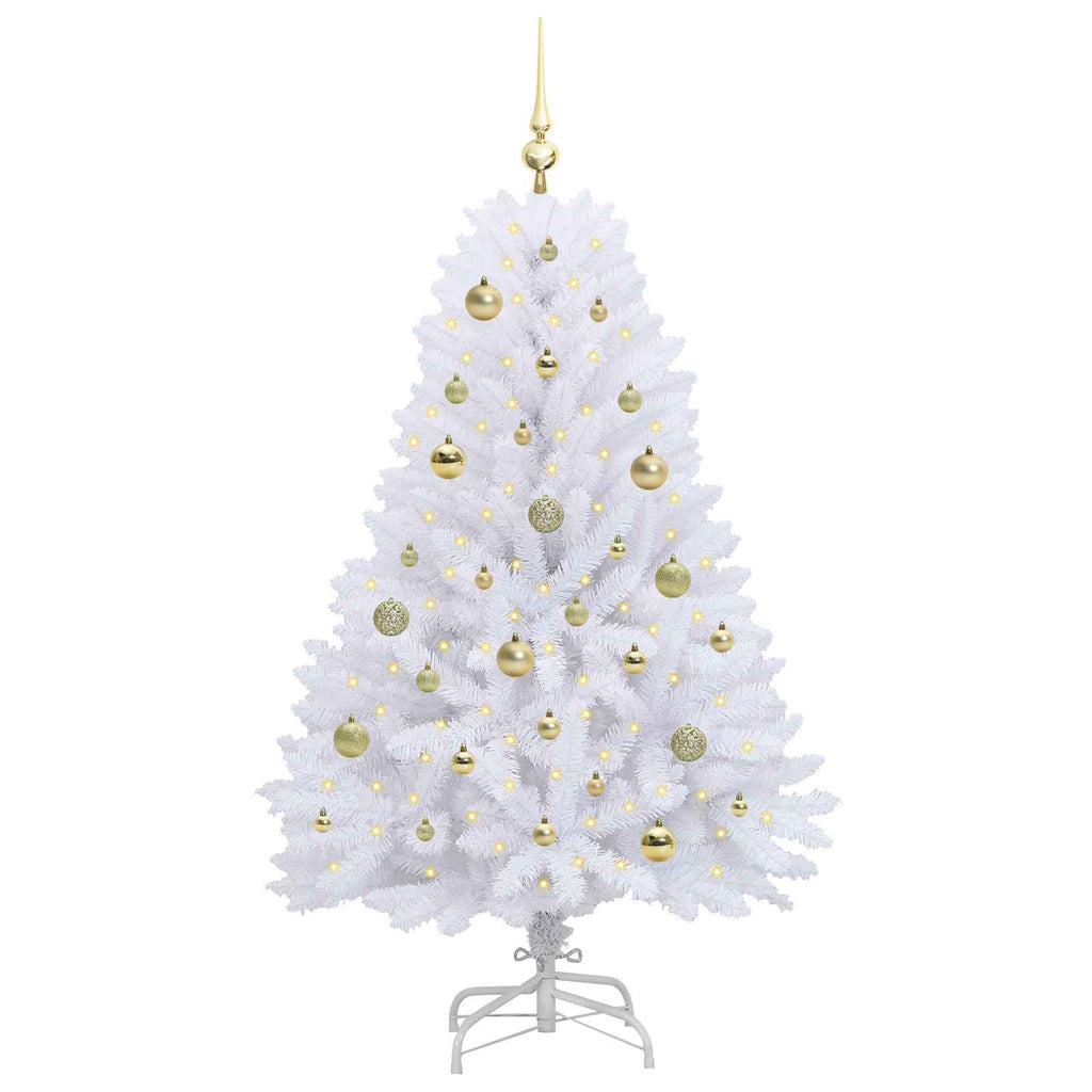 Künstlicher klappbarer Weihnachtsbaum Weiß 150 cm PVC und Stahl