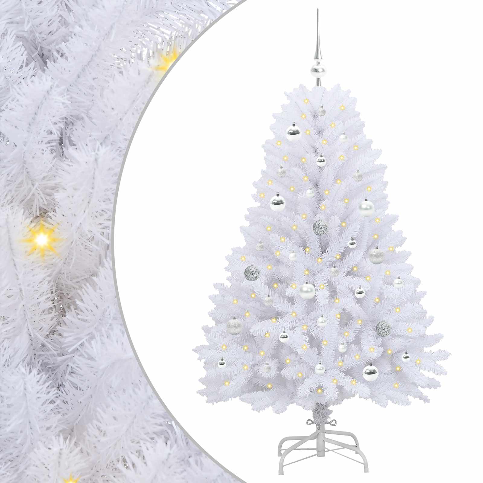 Künstlicher klappbarer Weihnachtsbaum Weiß 150 cm PVC und Stahl