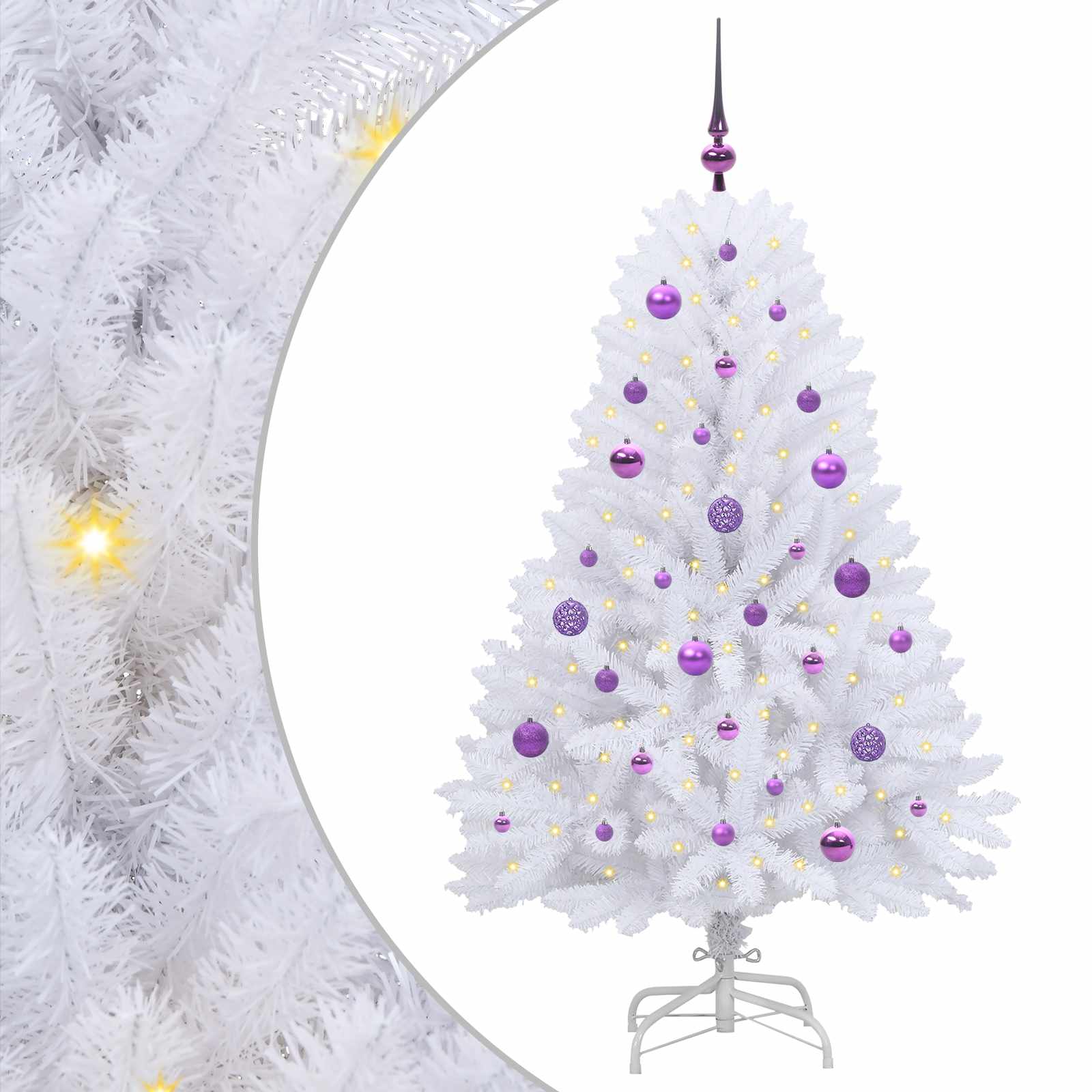 Künstlicher klappbarer Weihnachtsbaum Weiß 150 cm PVC und Stahl