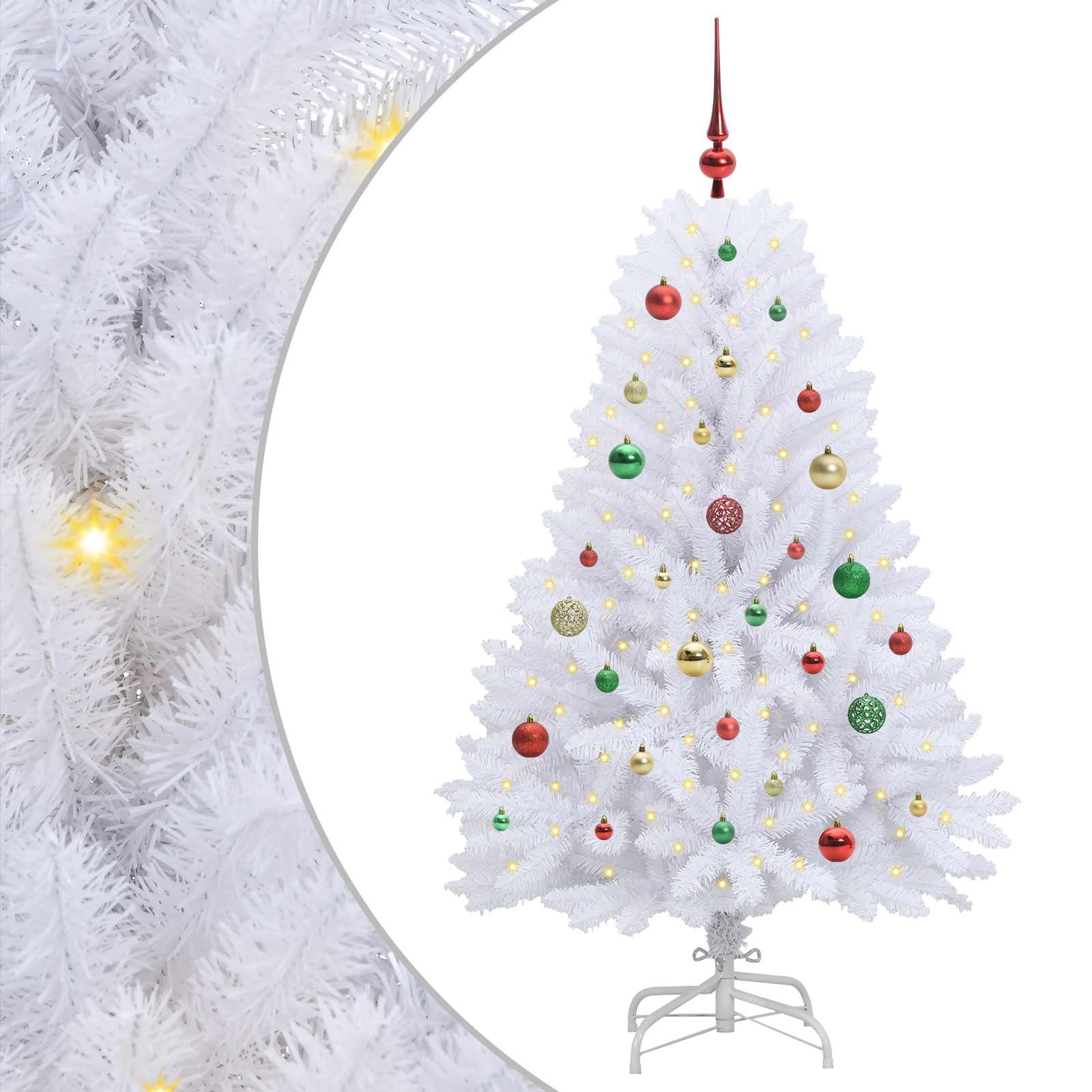Künstlicher klappbarer Weihnachtsbaum Weiß 150 cm PVC und Stahl